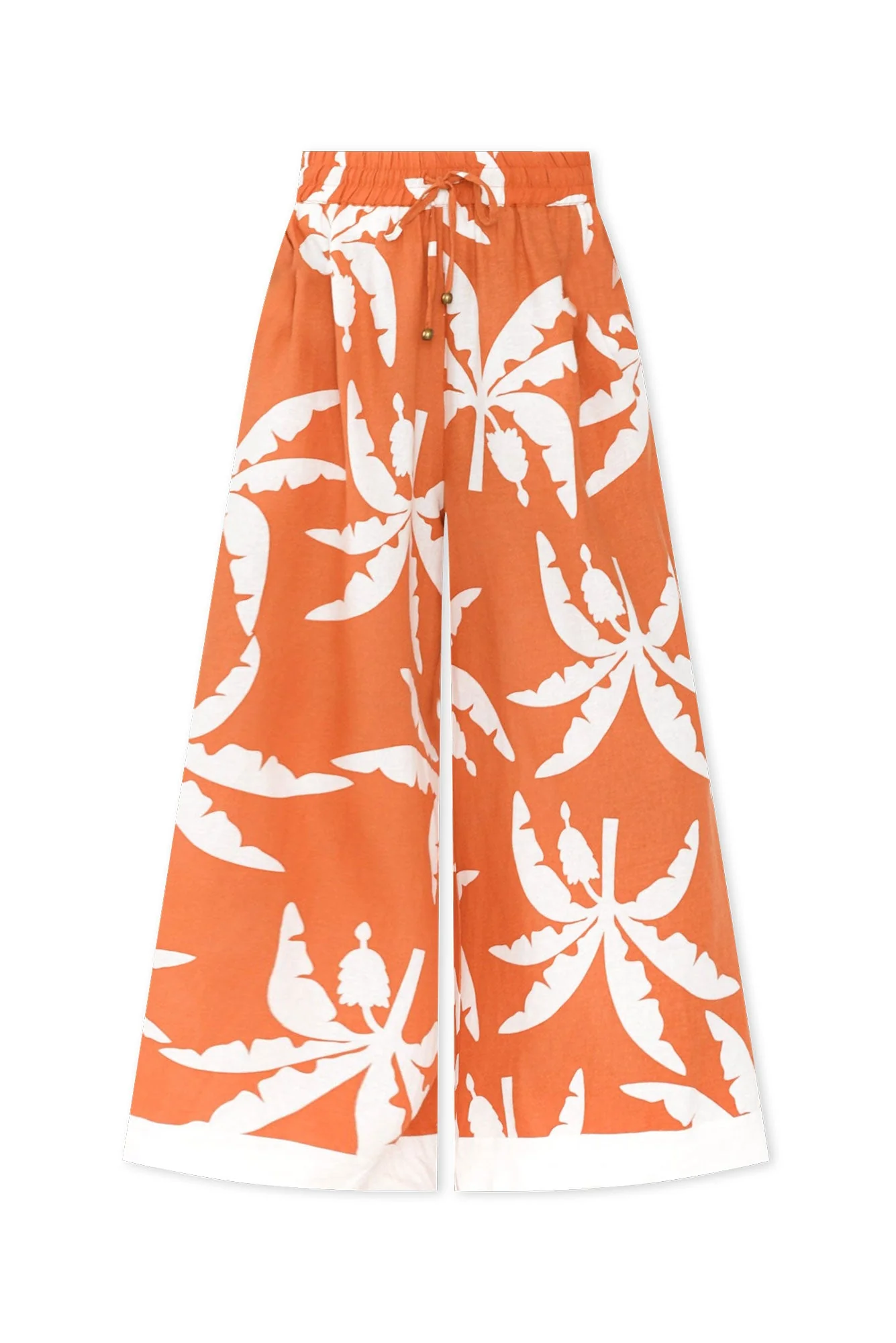 Sandrine Orange Tropical Linen Pants - Image 2