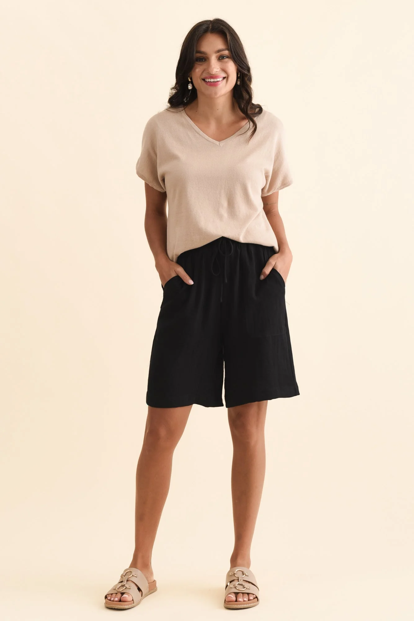 Santi Black Drawstring Shorts - Image 6