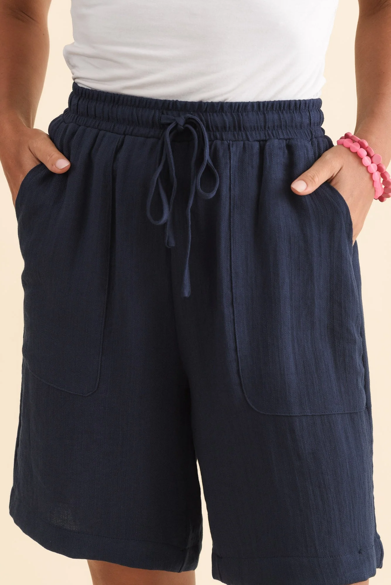 Santi Navy Drawstring Shorts - Image 5