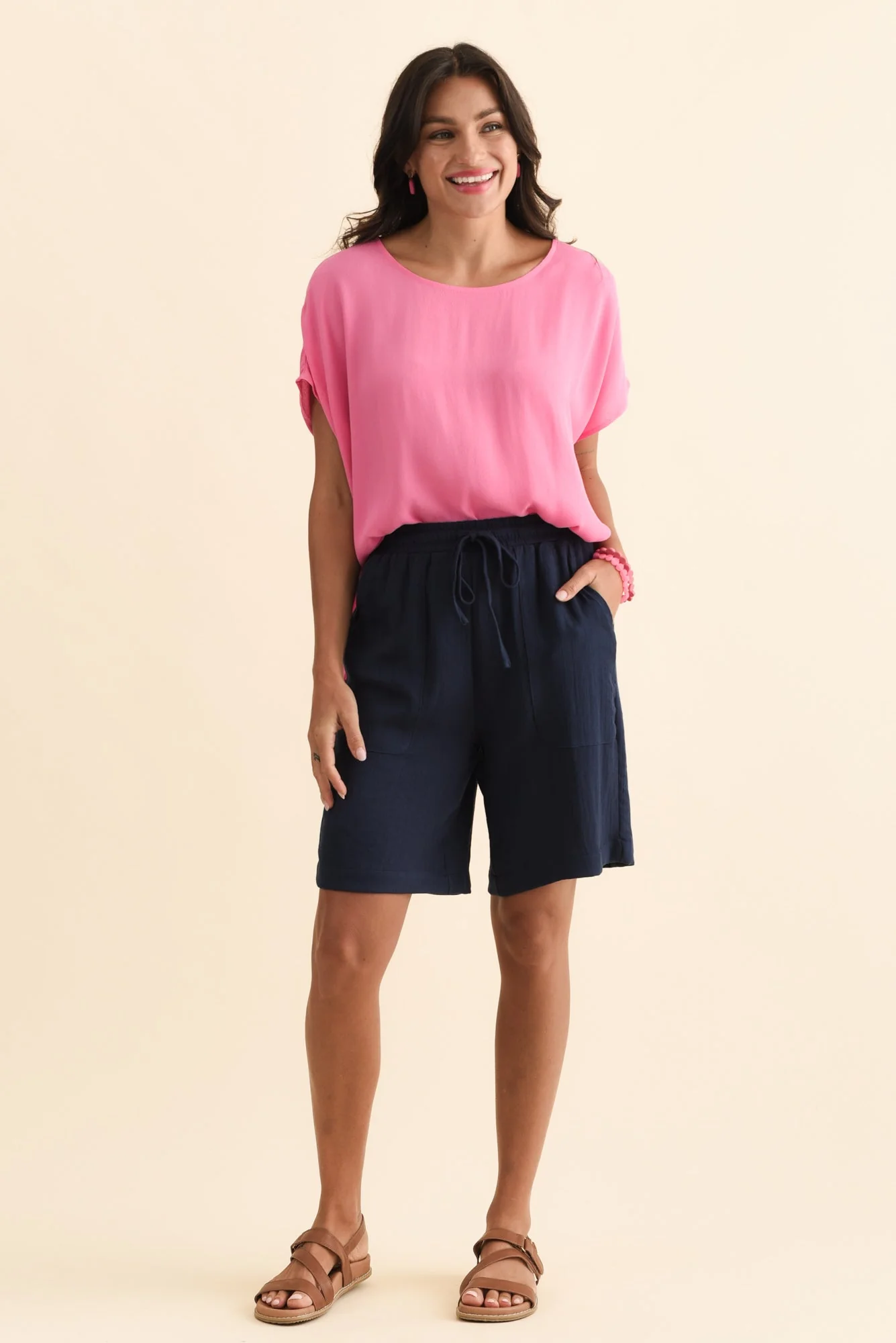 Santi Navy Drawstring Shorts - Image 6