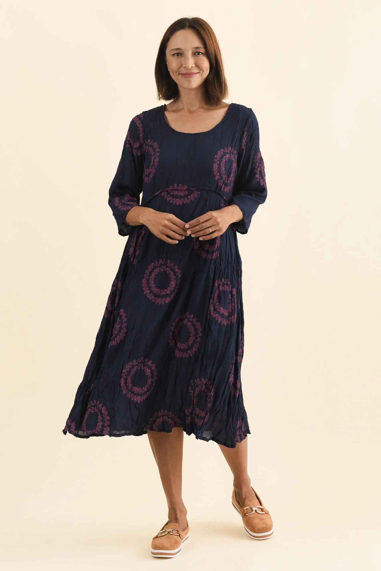 Sapporo Pink Circle Cotton Blend Crescent Dress - Image 2