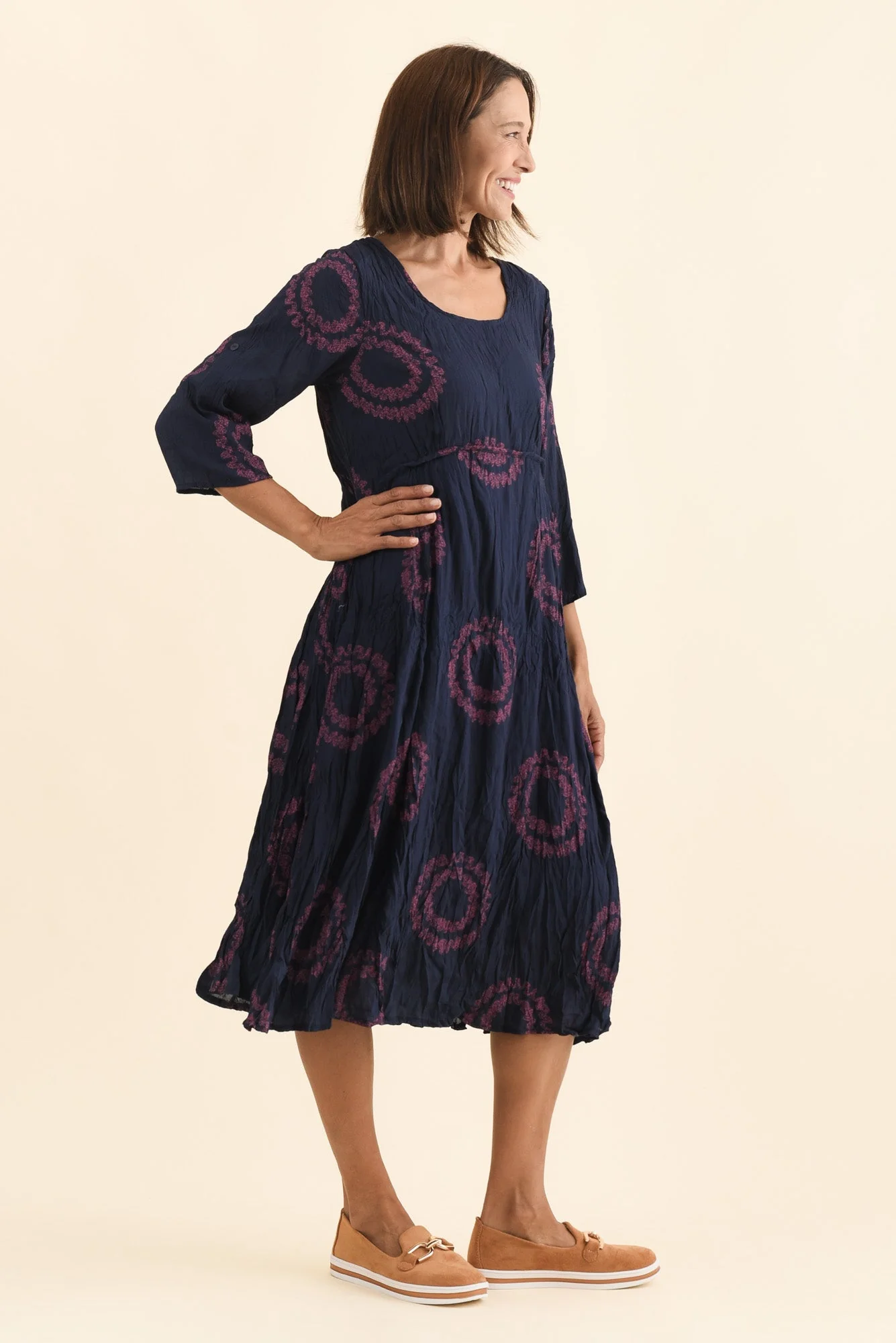 Sapporo Pink Circle Cotton Blend Crescent Dress - Image 3