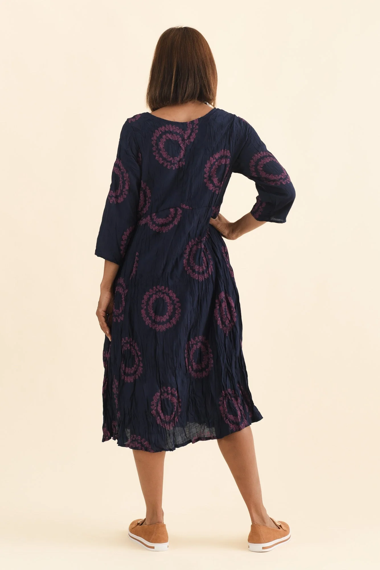 Sapporo Pink Circle Cotton Blend Crescent Dress - Image 4
