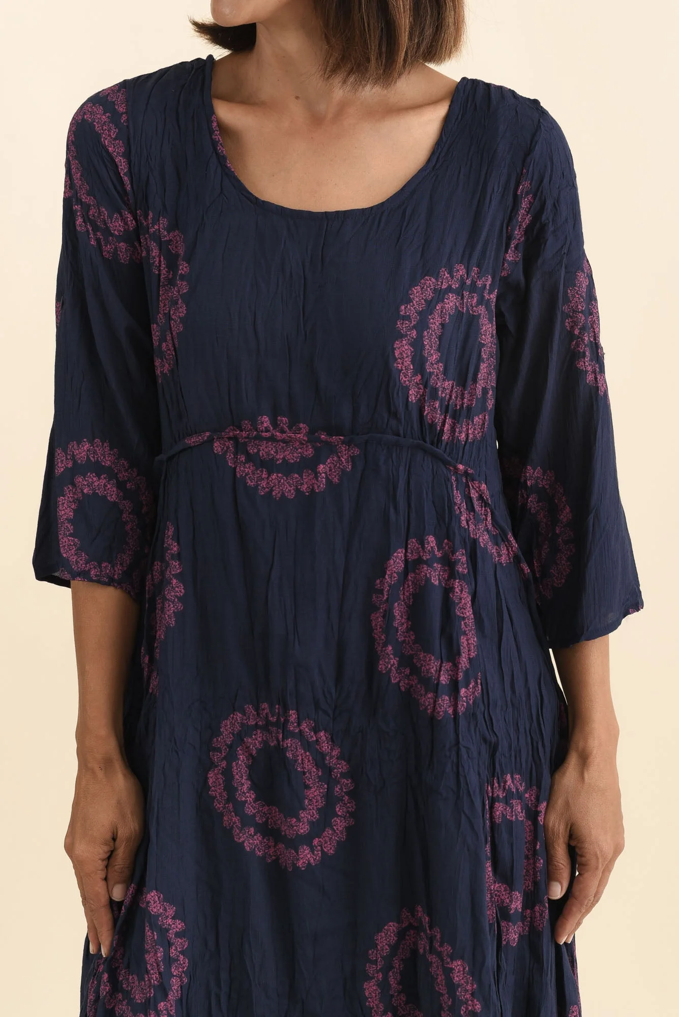 Sapporo Pink Circle Cotton Blend Crescent Dress - Image 5