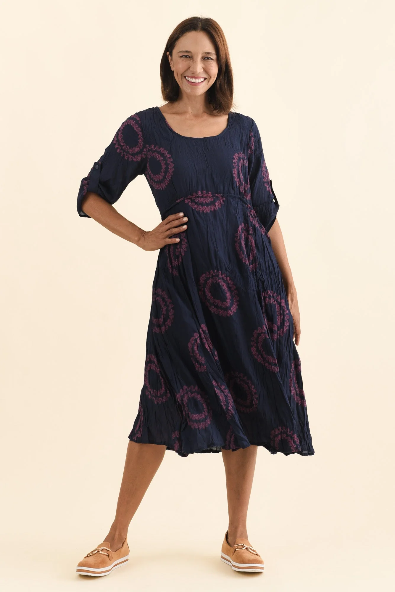 Sapporo Pink Circle Cotton Blend Crescent Dress - Image 6