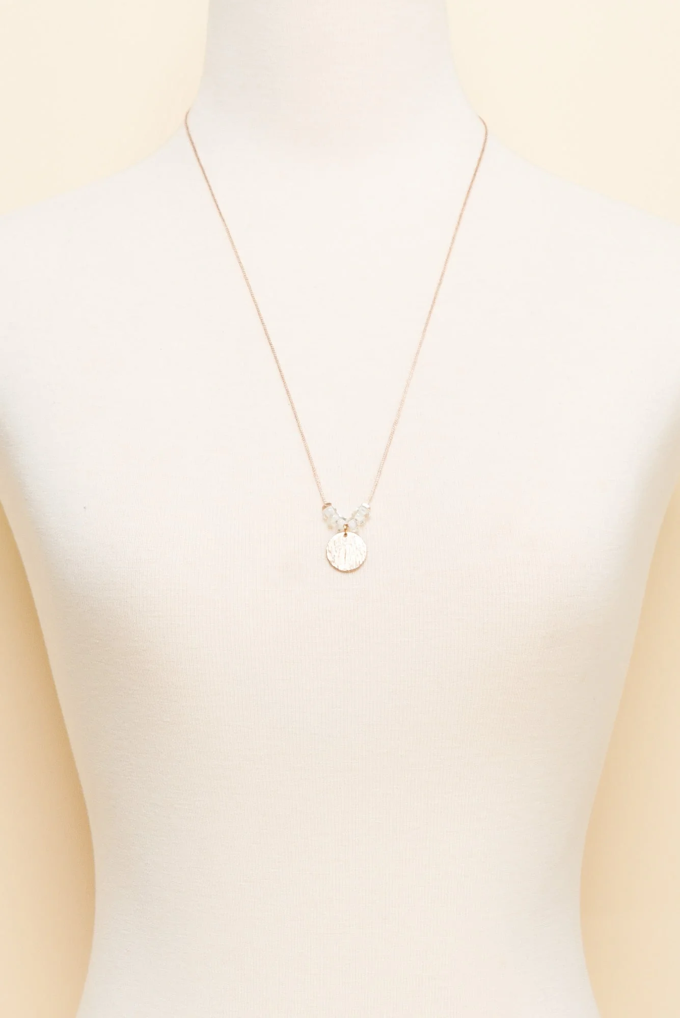 Sara Clear Beaded Disc Necklace - Image 2