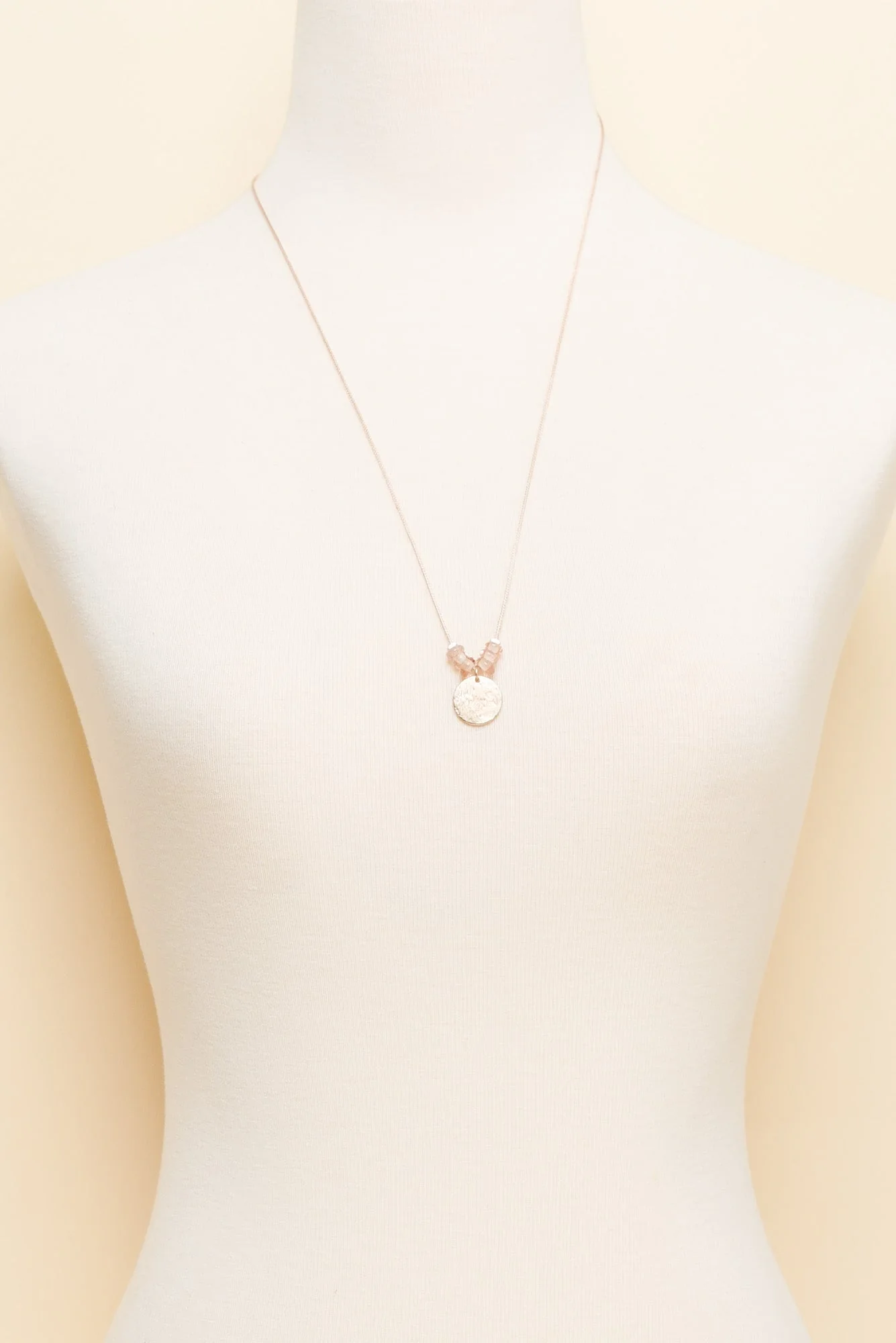 Sara Pink Beaded Disc Necklace - Image 2