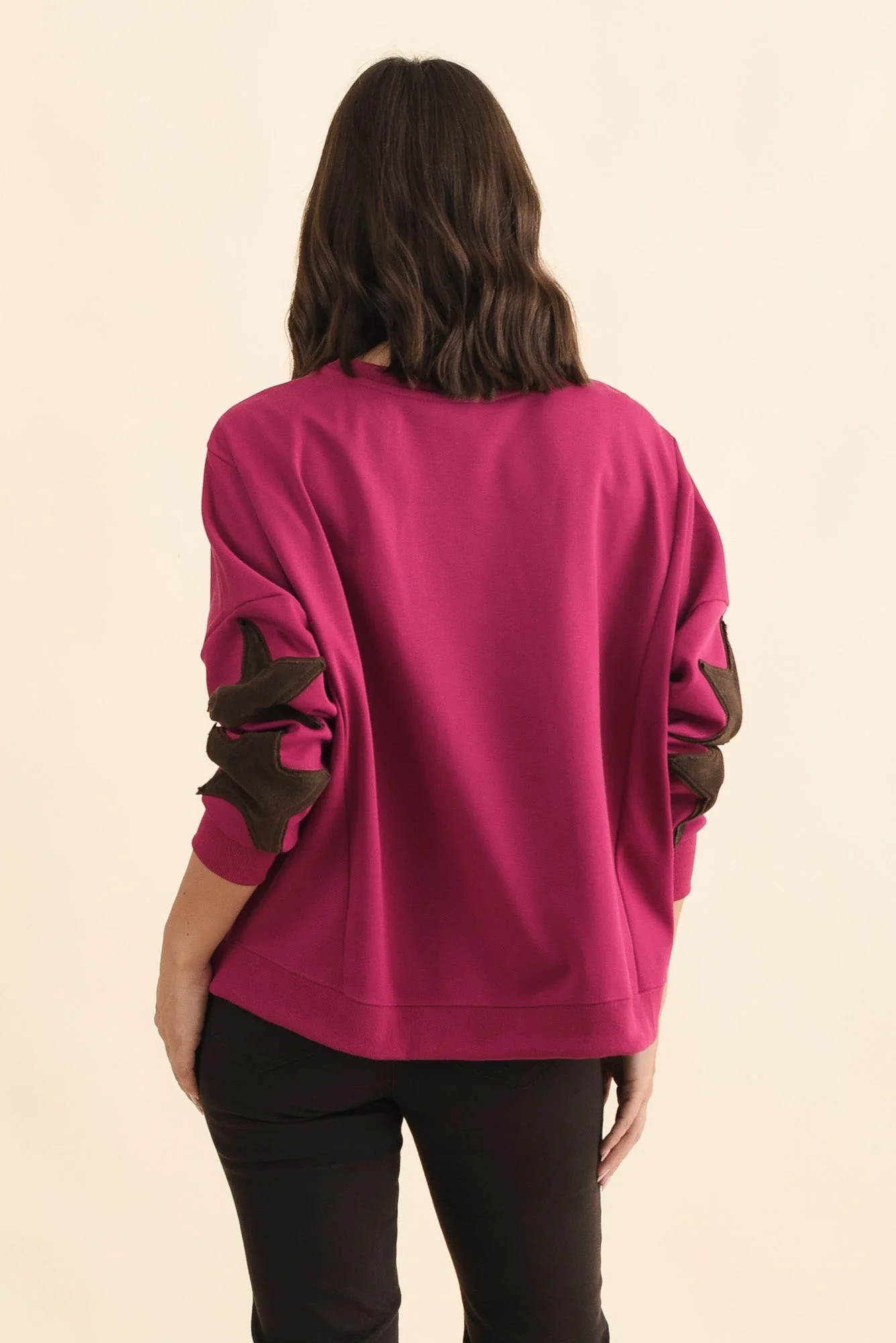 Saskia Hot Pink Cotton Blend Sweatshirt - Image 4