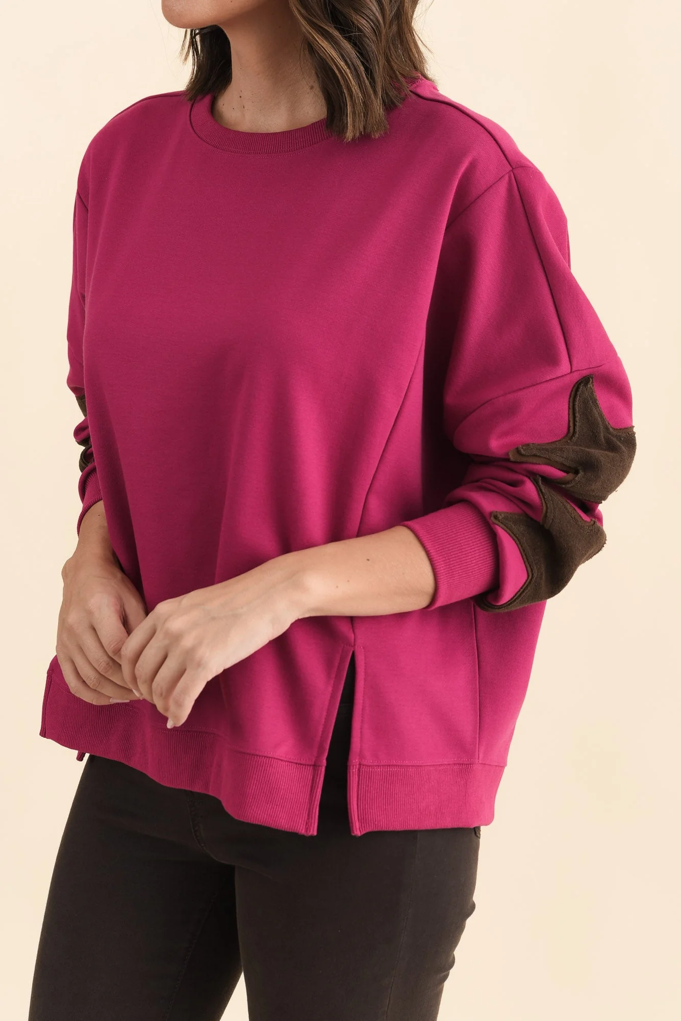 Saskia Hot Pink Cotton Blend Sweatshirt - Image 5