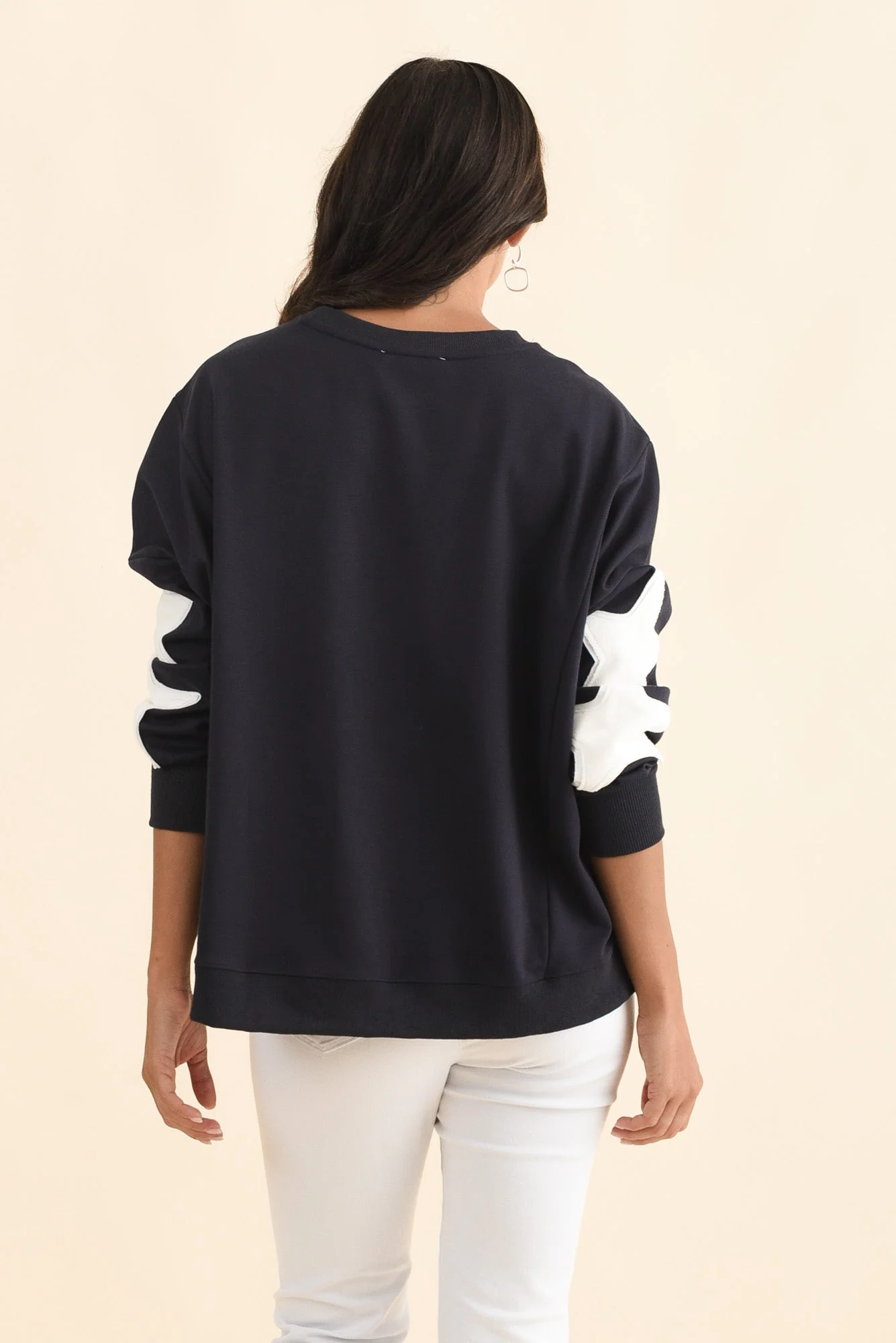 Saskia Navy Cotton Blend Sweatshirt - Image 4