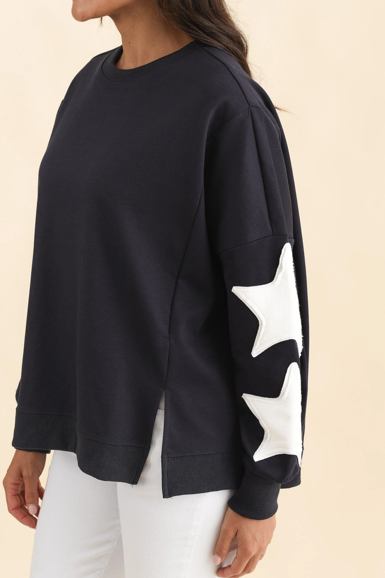 Saskia Navy Cotton Blend Sweatshirt - Image 5