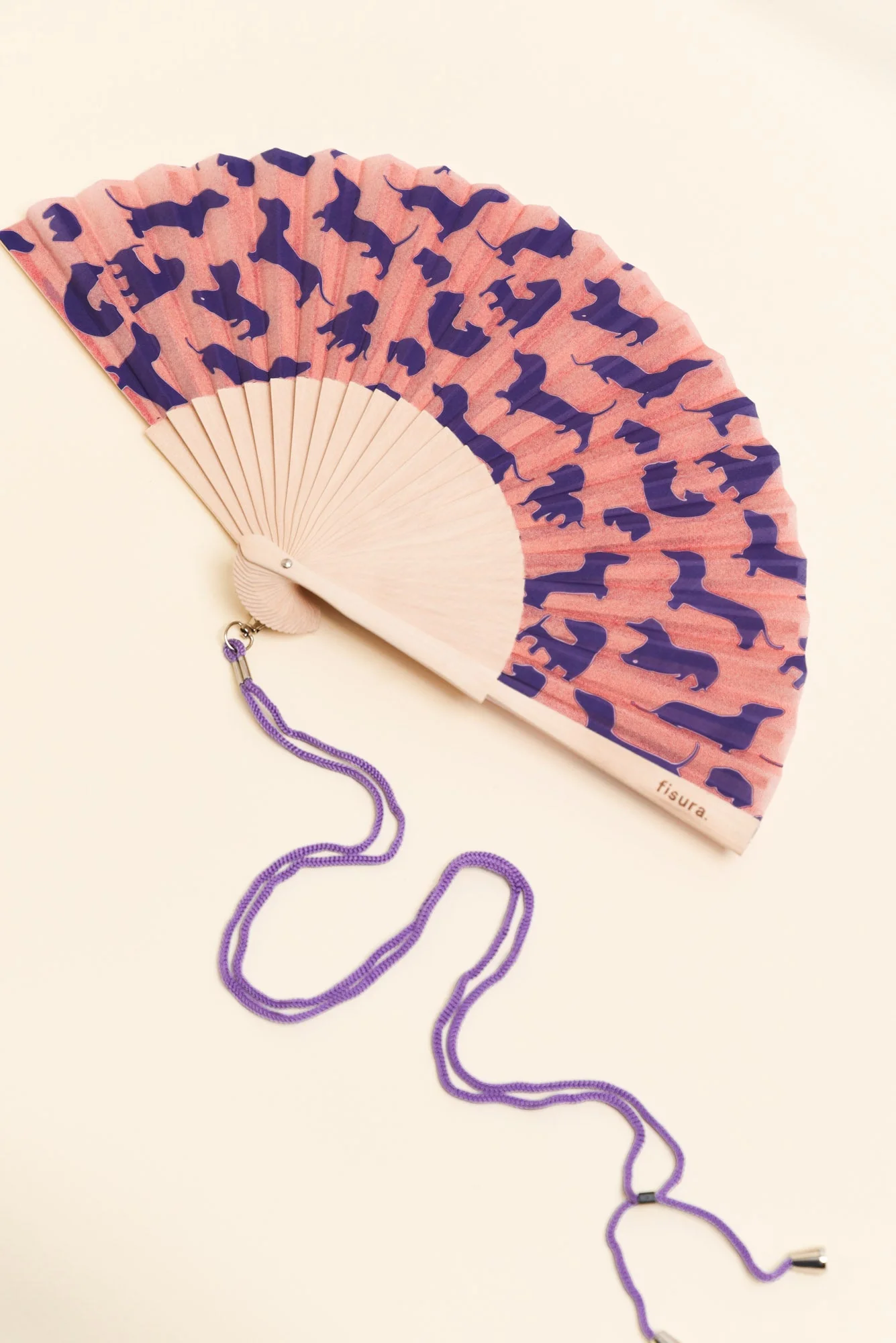 Sausage Dog Pink Hand Fan - Image 2