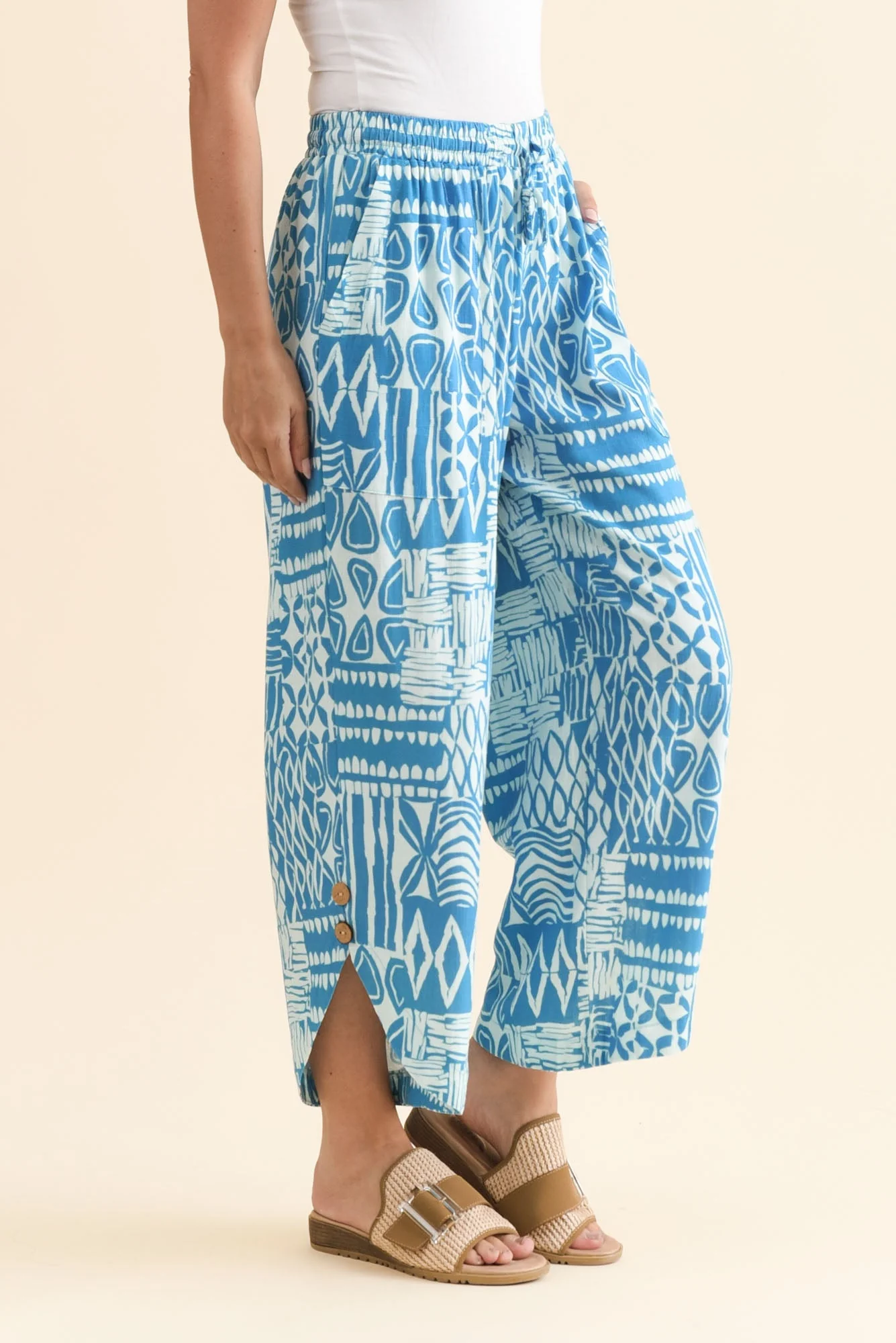Scotty Blue Mosaic Linen Cotton Pants - Image 4