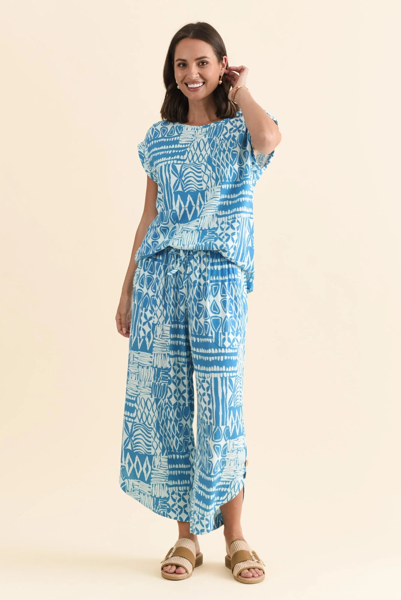 Scotty Blue Mosaic Linen Cotton Pants - Image 7
