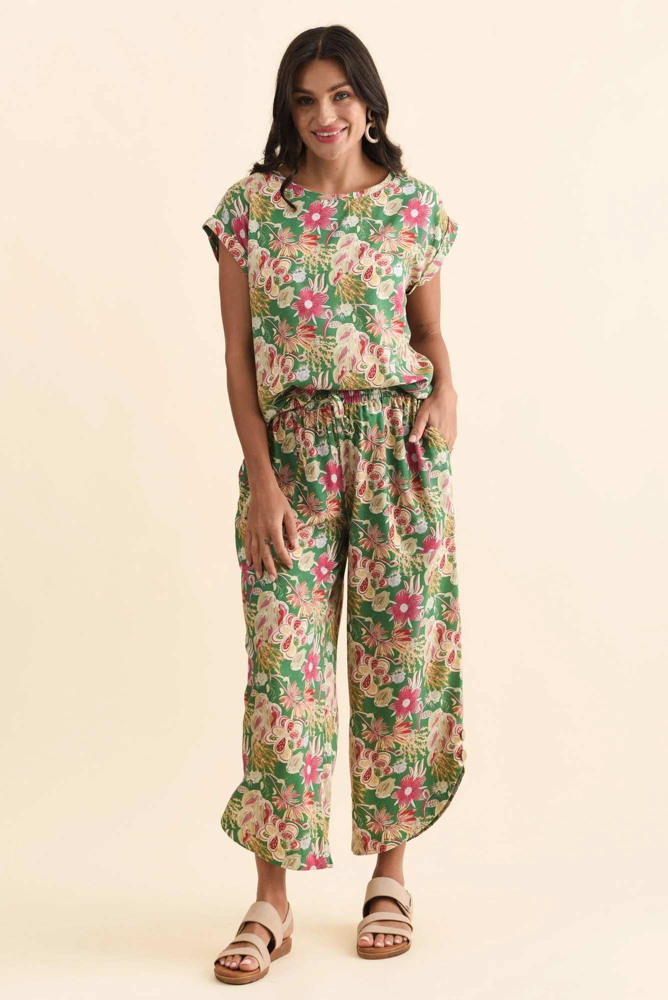Scotty Green Garden Linen Cotton Pants - Image 2