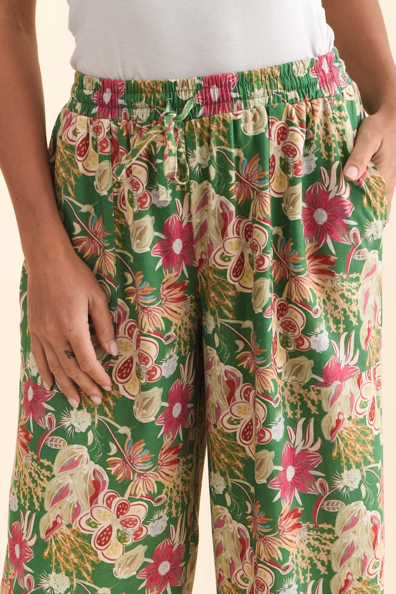 Scotty Green Garden Linen Cotton Pants - Image 5
