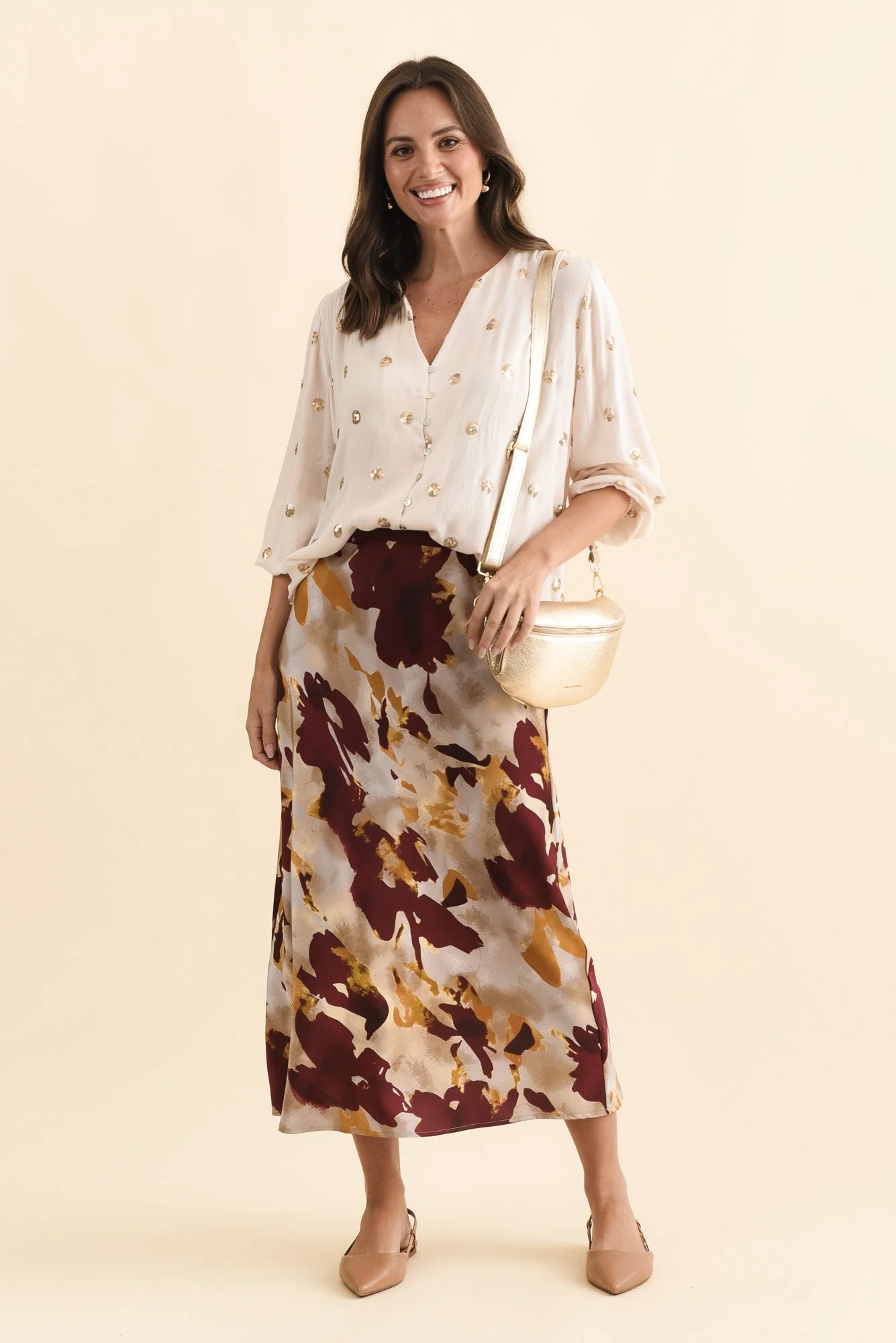 Scout Burgundy Abstract Maxi Skirt - Image 2