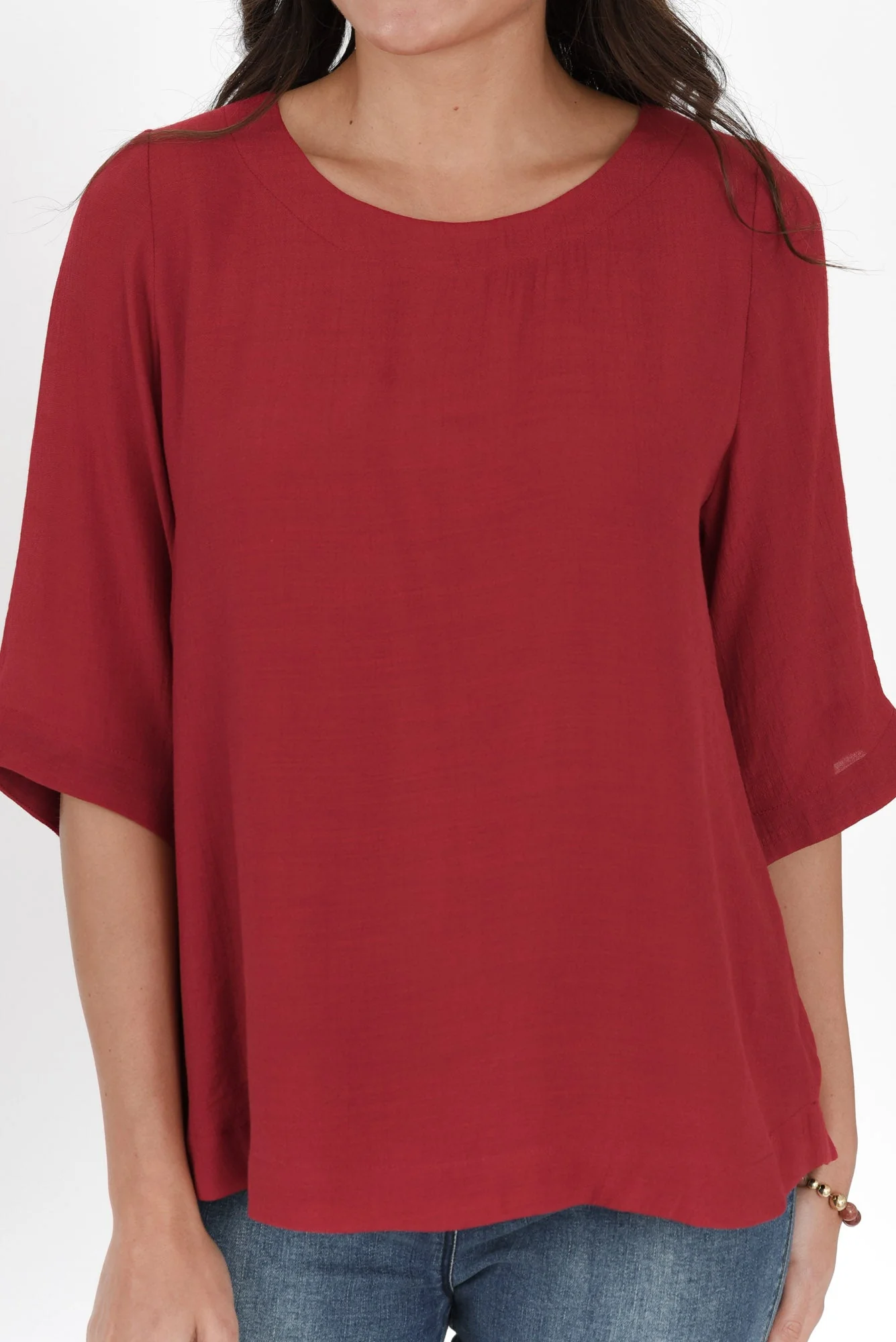Selena Red 3/4 Sleeve Top - Image 5