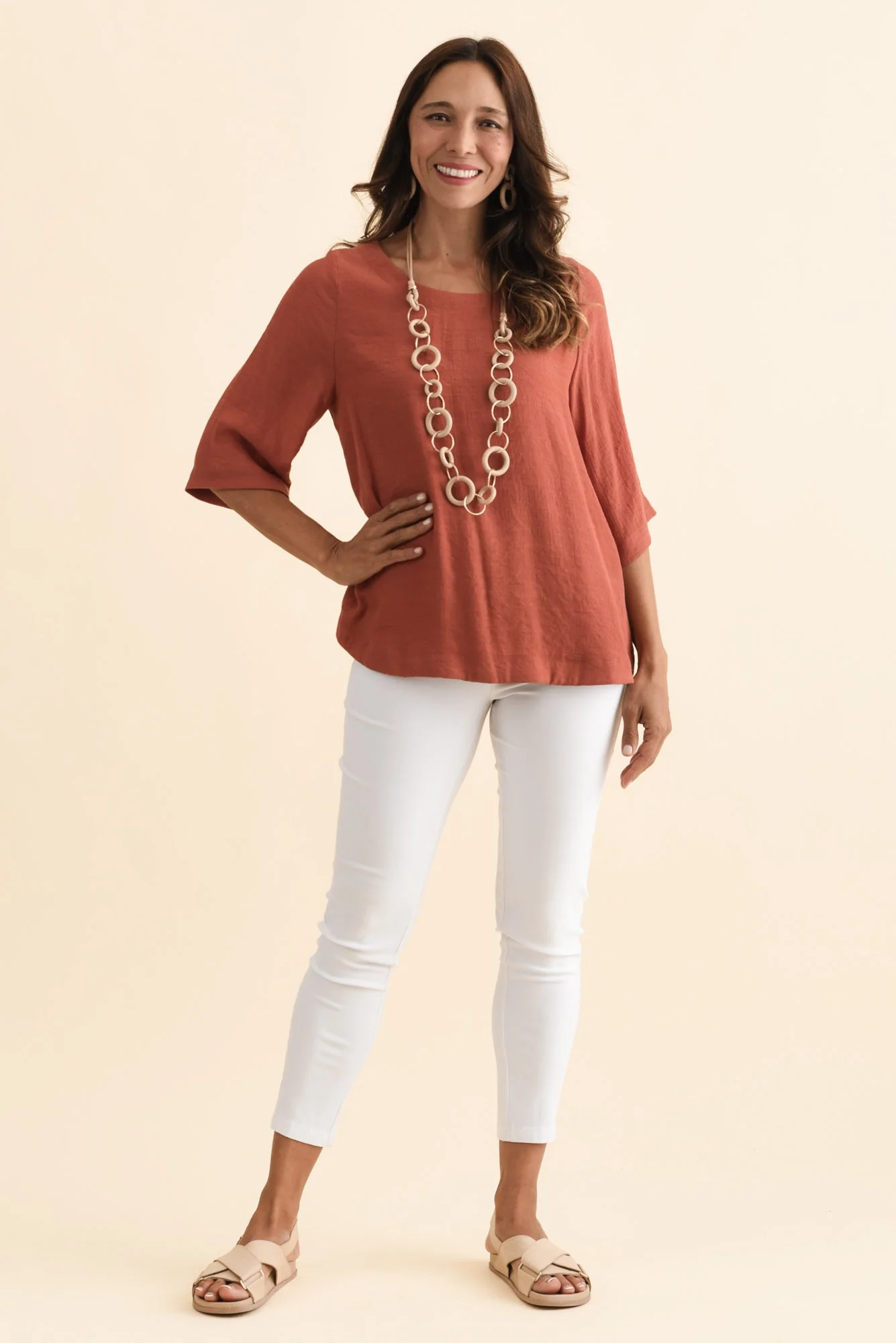 Selena Rust 3/4 Sleeve Top - Image 3