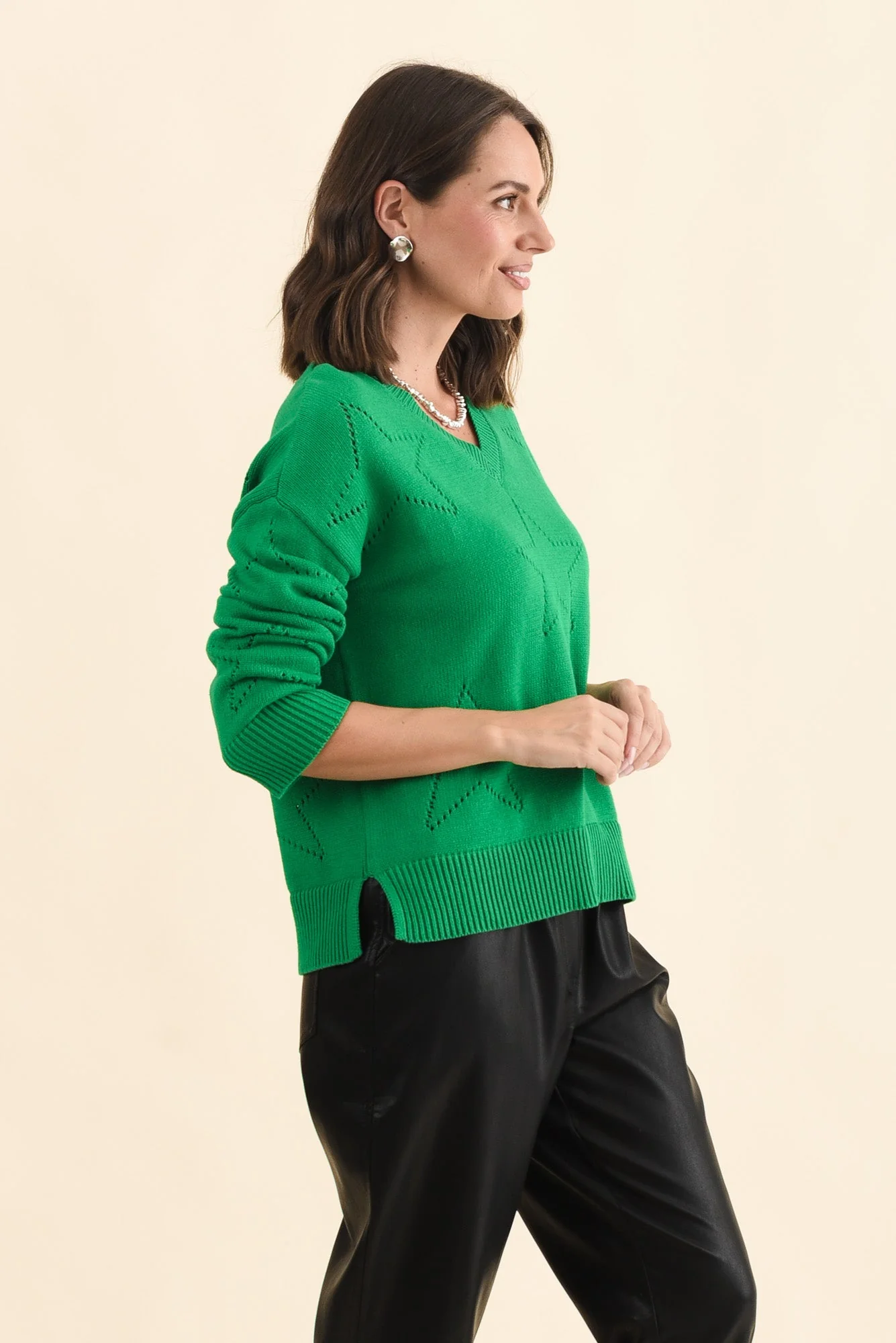 Selene Green Star Cotton Jumper - Image 3