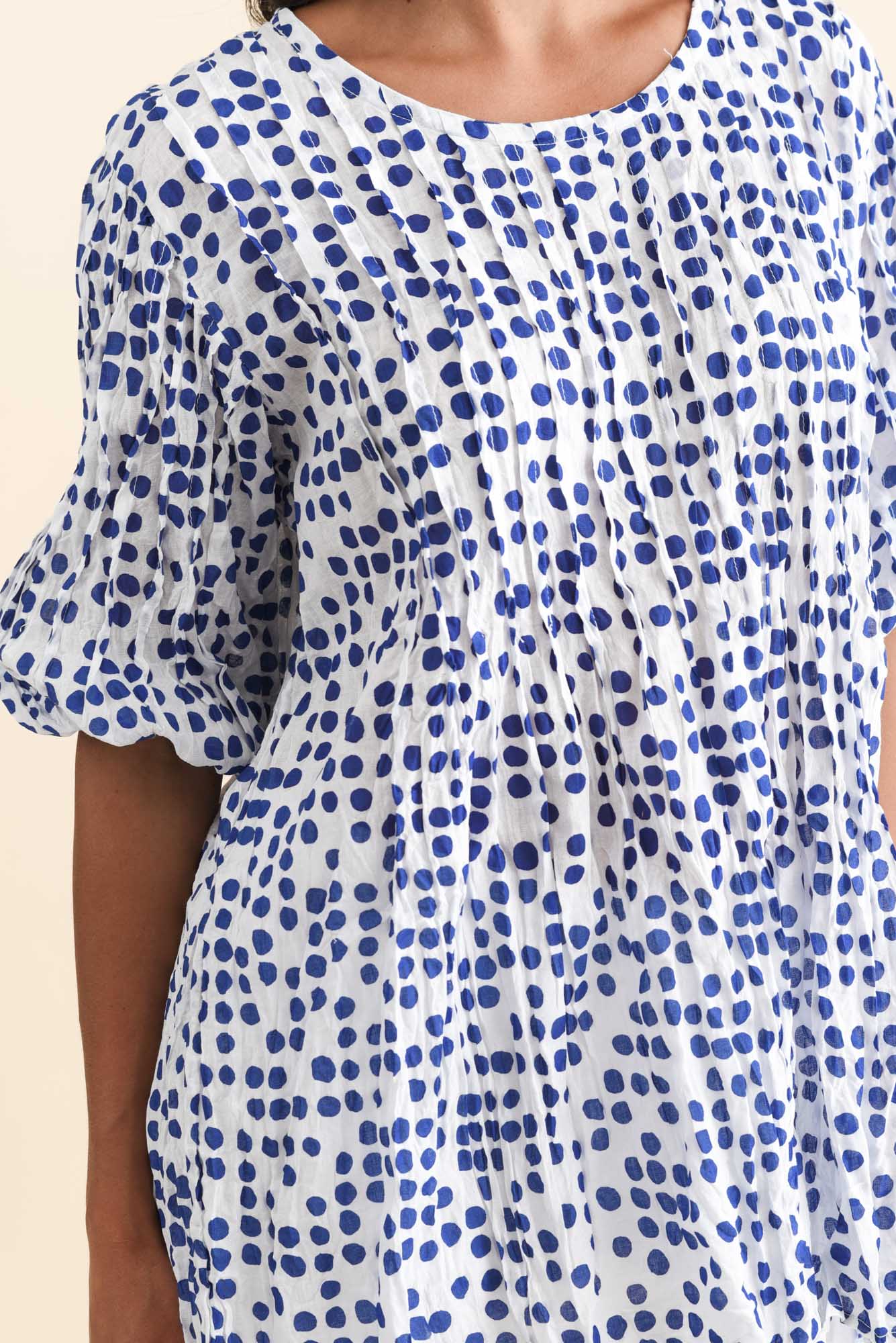 Selma Blue Confetti Crinkle Cotton Top - Image 5