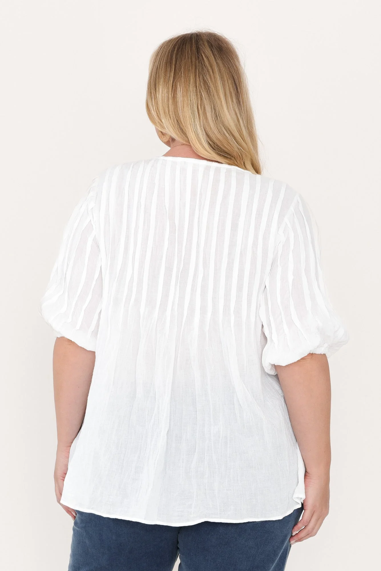 Selma White Crinkle Cotton Top - Image 11