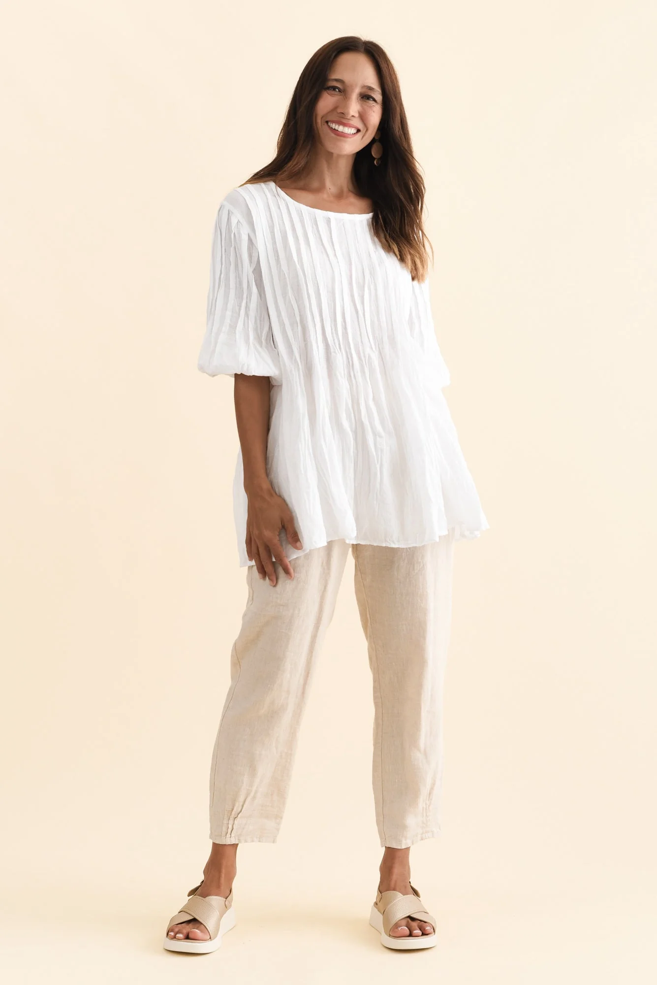 Selma White Crinkle Cotton Top - Image 7