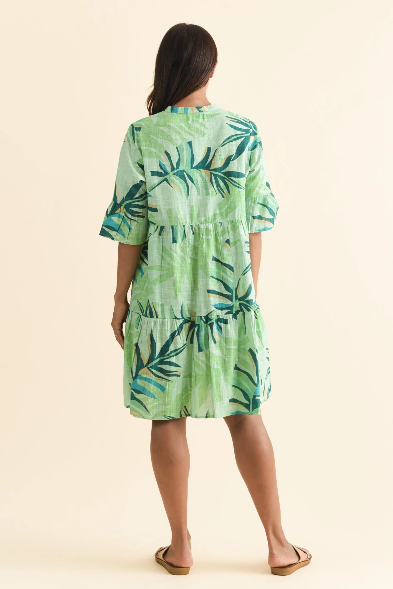 Senna Green Leaf Cotton Dress - Image 4
