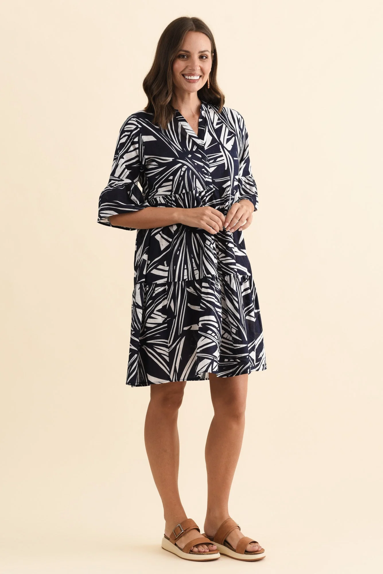 Senna Navy Burst Cotton Dress - Image 4