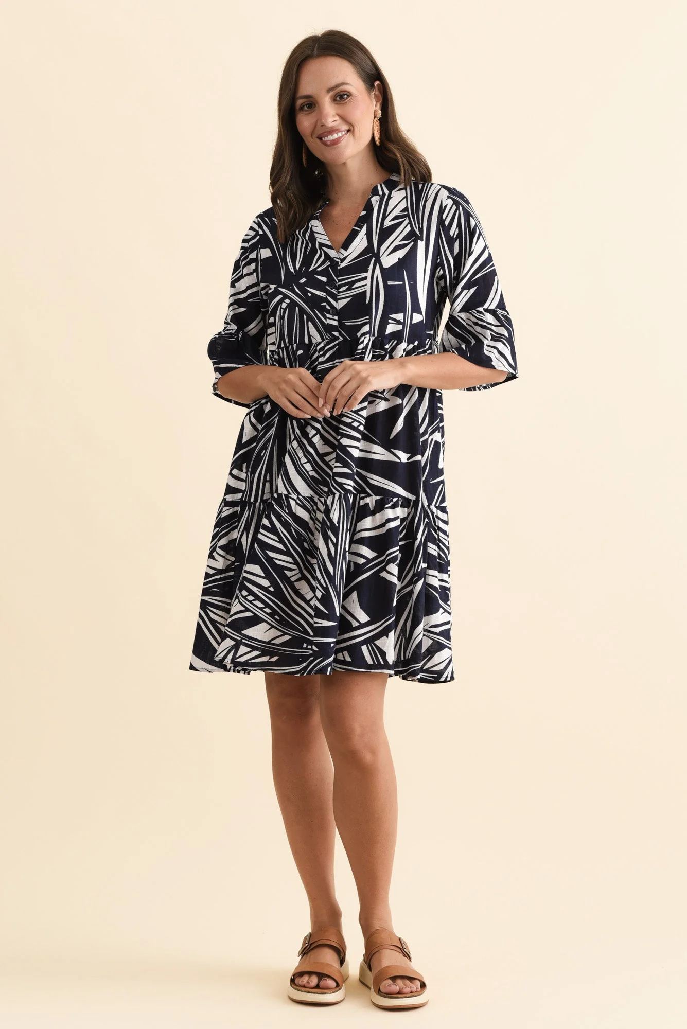 Senna Navy Burst Cotton Dress - Image 7