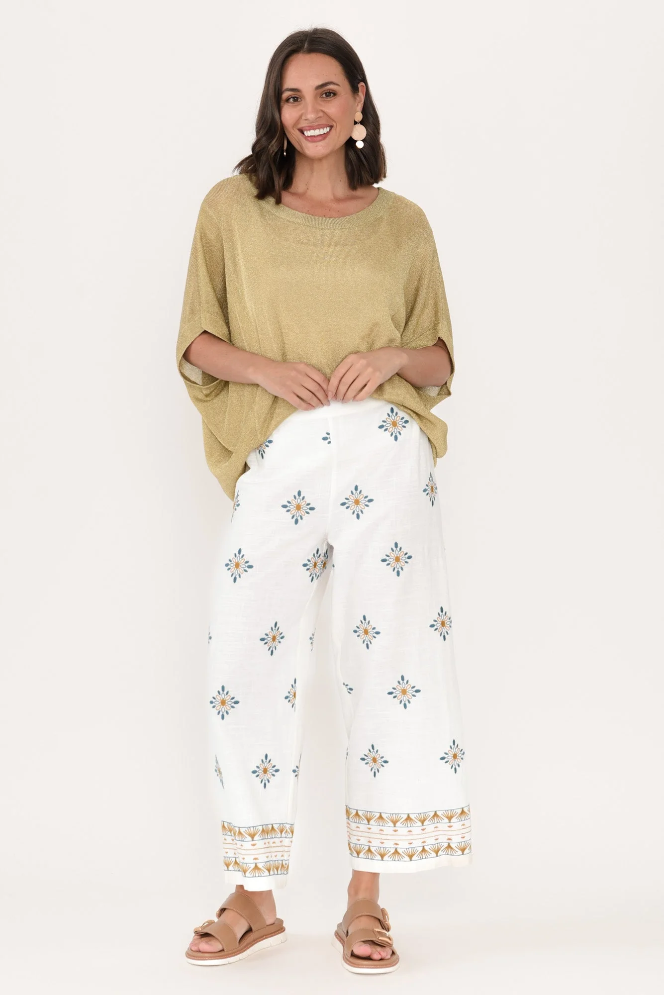 Sew Cream Geo Embroidered Pants - Image 2
