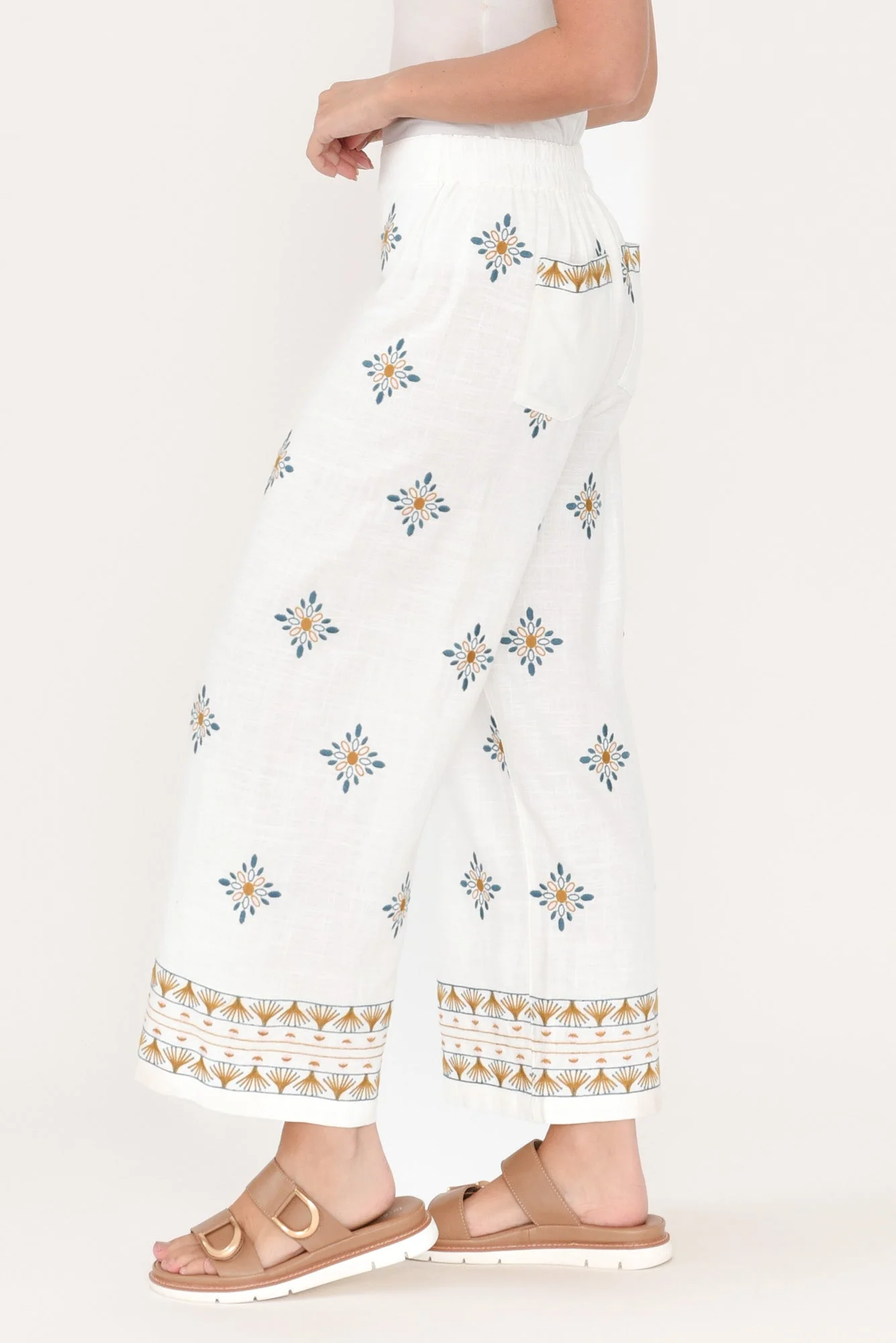 Sew Cream Geo Embroidered Pants - Image 3