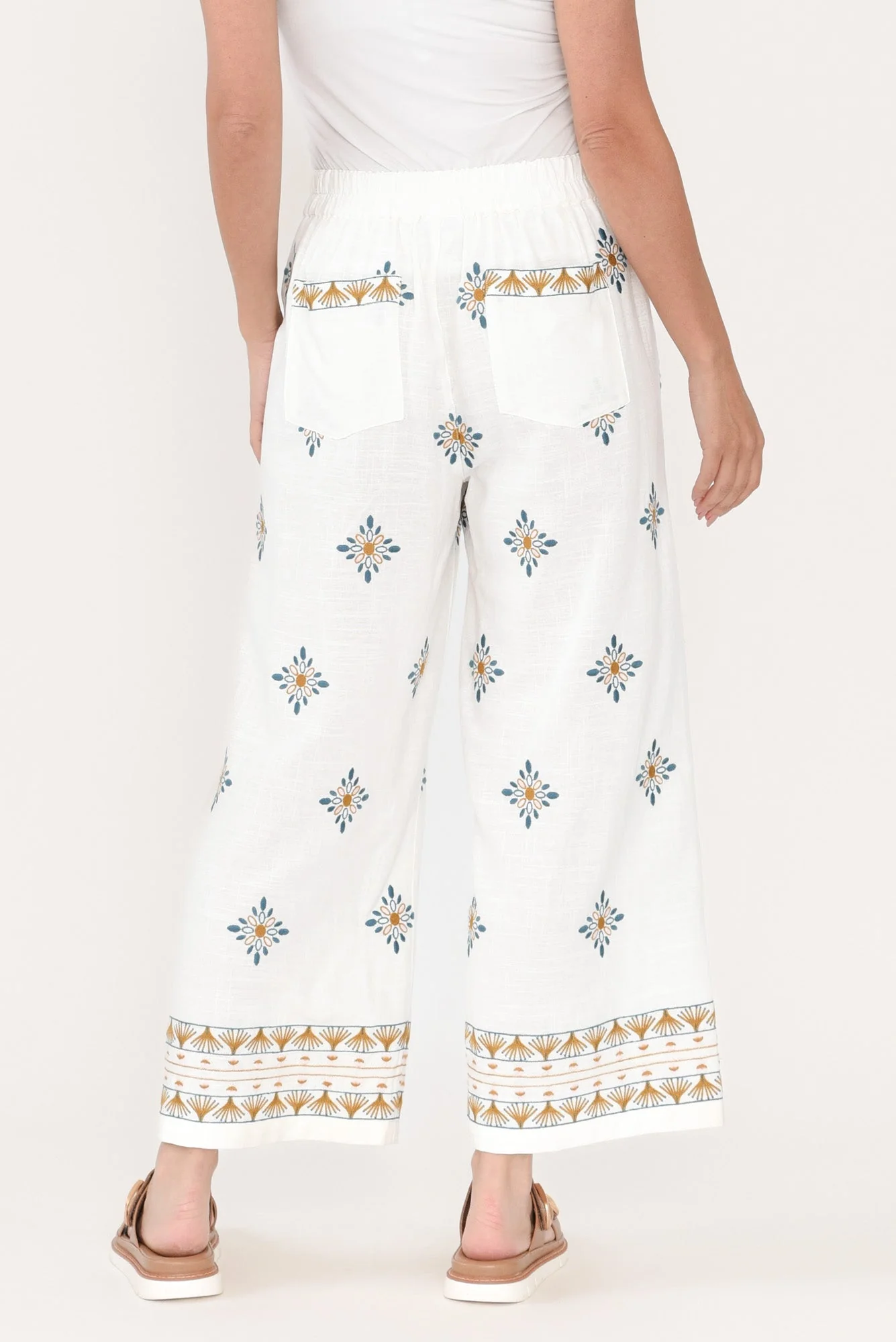 Sew Cream Geo Embroidered Pants - Image 4