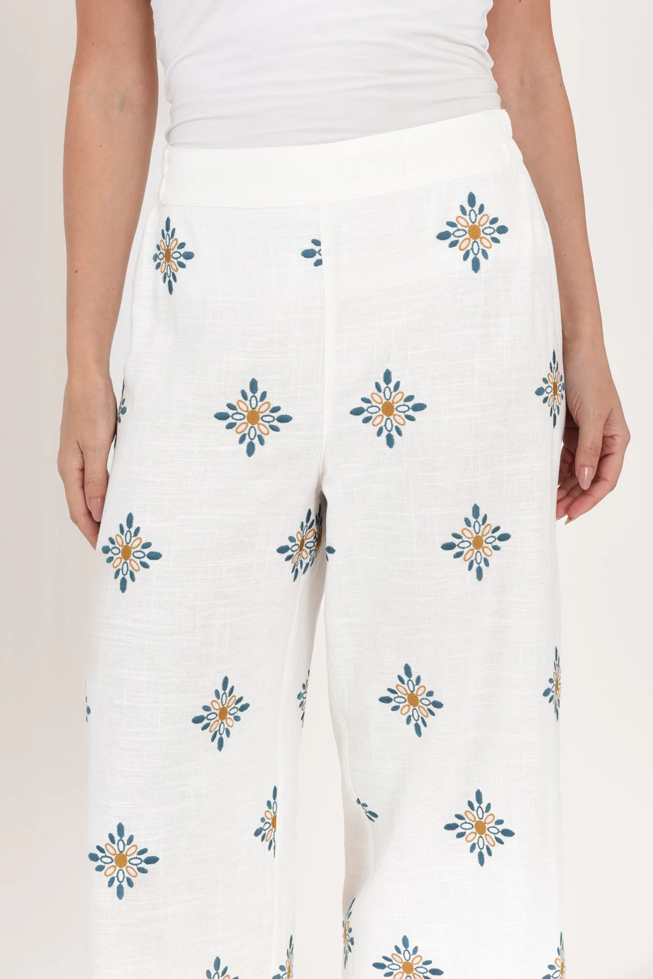 Sew Cream Geo Embroidered Pants - Image 5