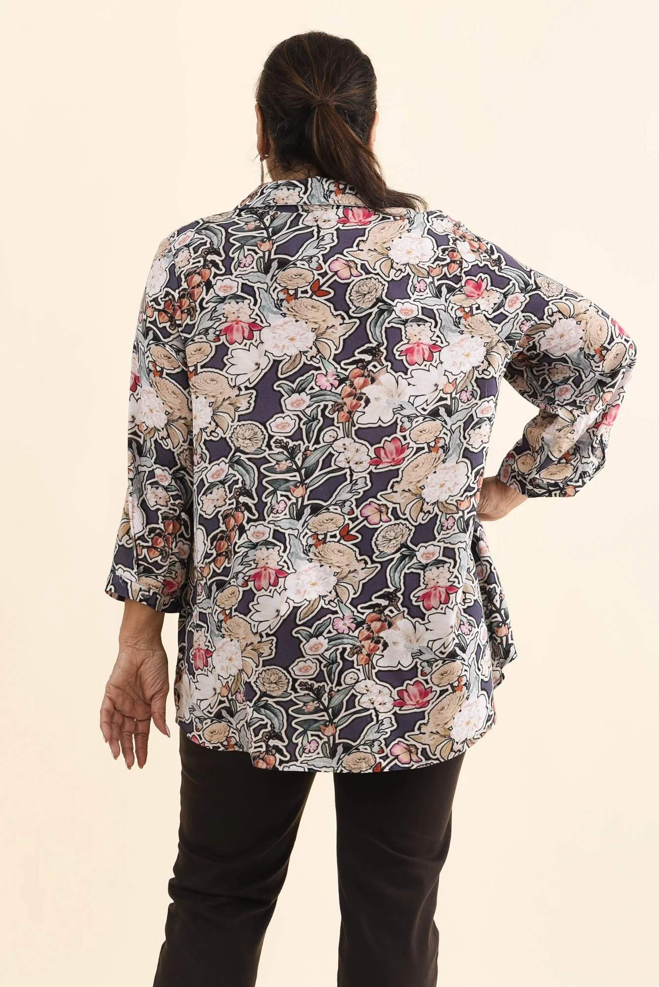 Shanae Navy Garden Collared Shirt - Image 11