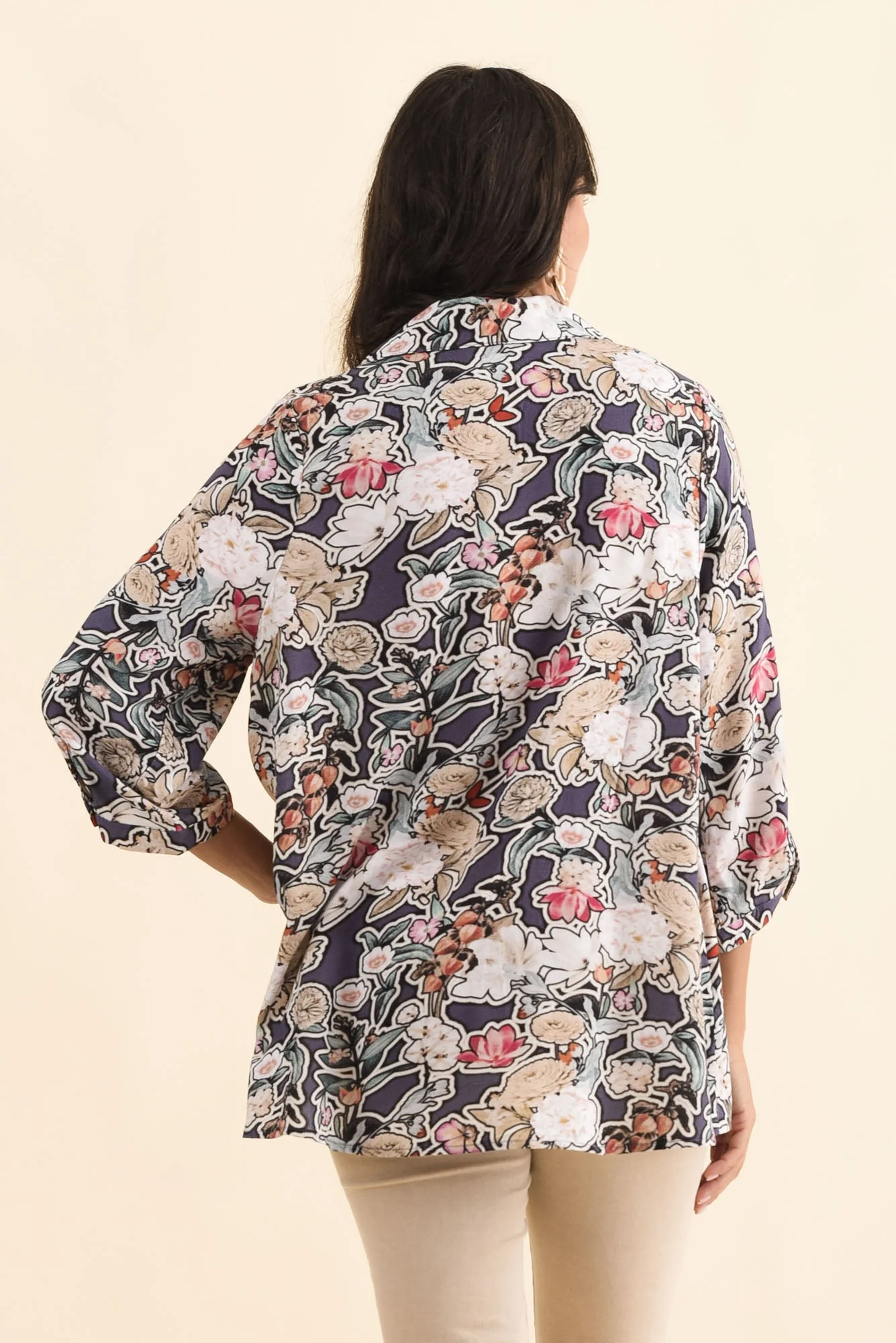Shanae Navy Garden Collared Shirt - Image 5