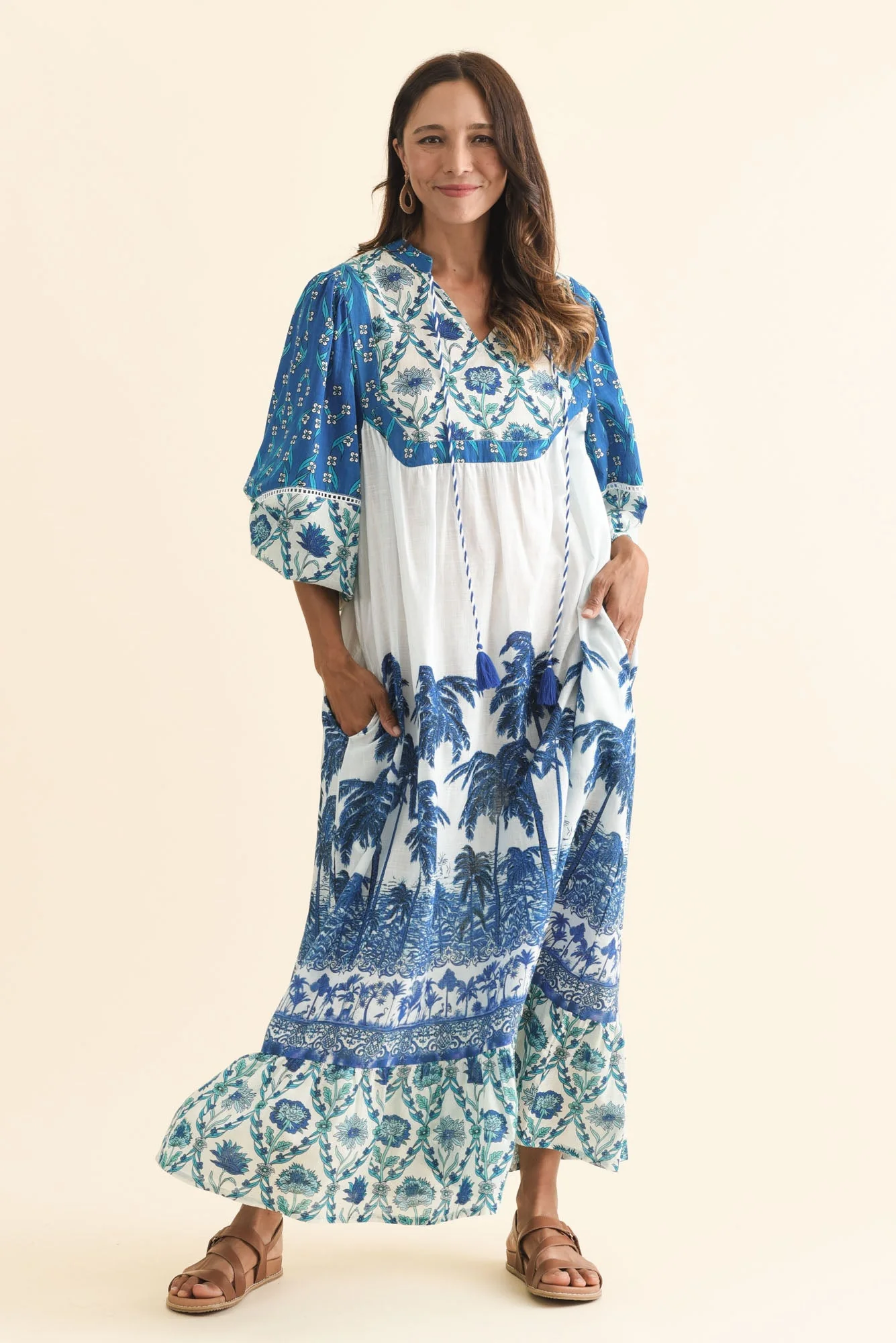 Shari Blue Tropical Cotton Dress - Image 2