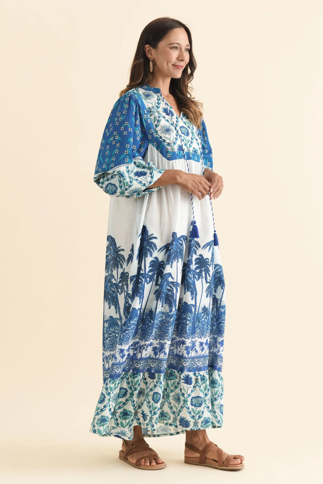 Shari Blue Tropical Cotton Dress - Image 4