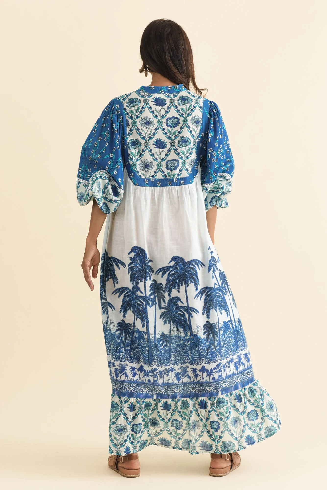 Shari Blue Tropical Cotton Dress - Image 5