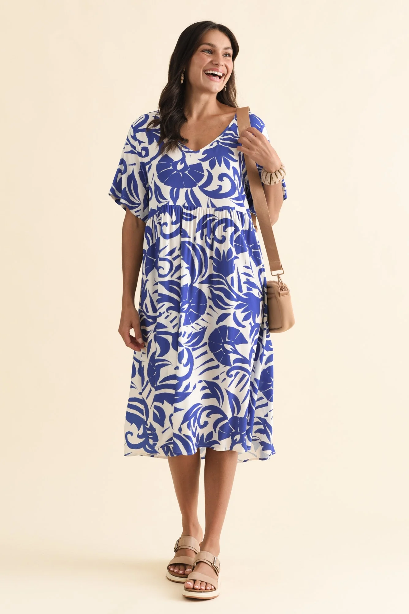 Sharlene Blue Botanical Midi Dress - Image 2