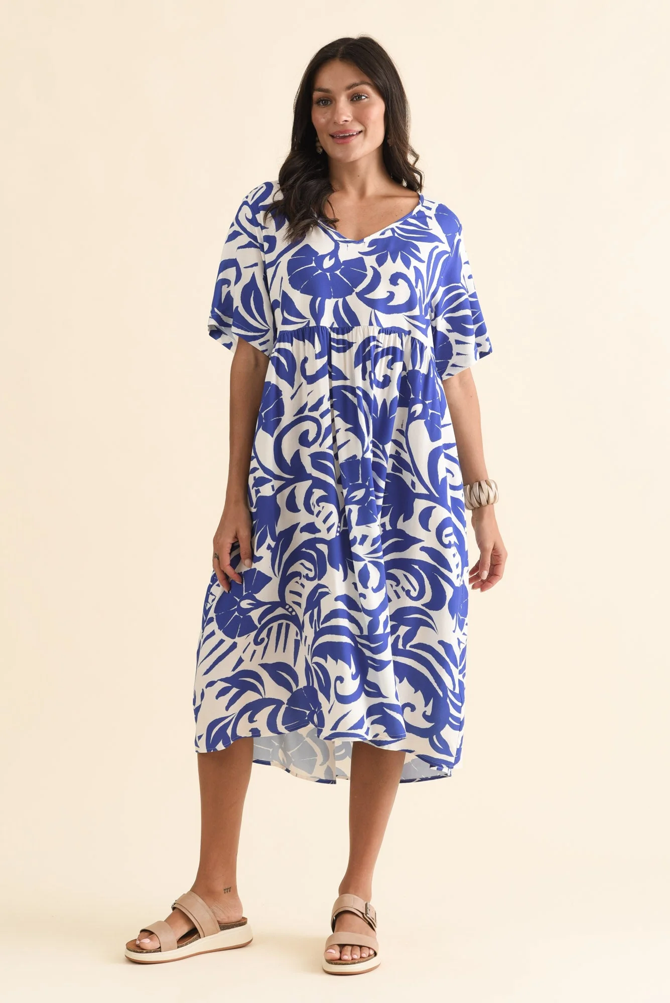 Sharlene Blue Botanical Midi Dress - Image 3