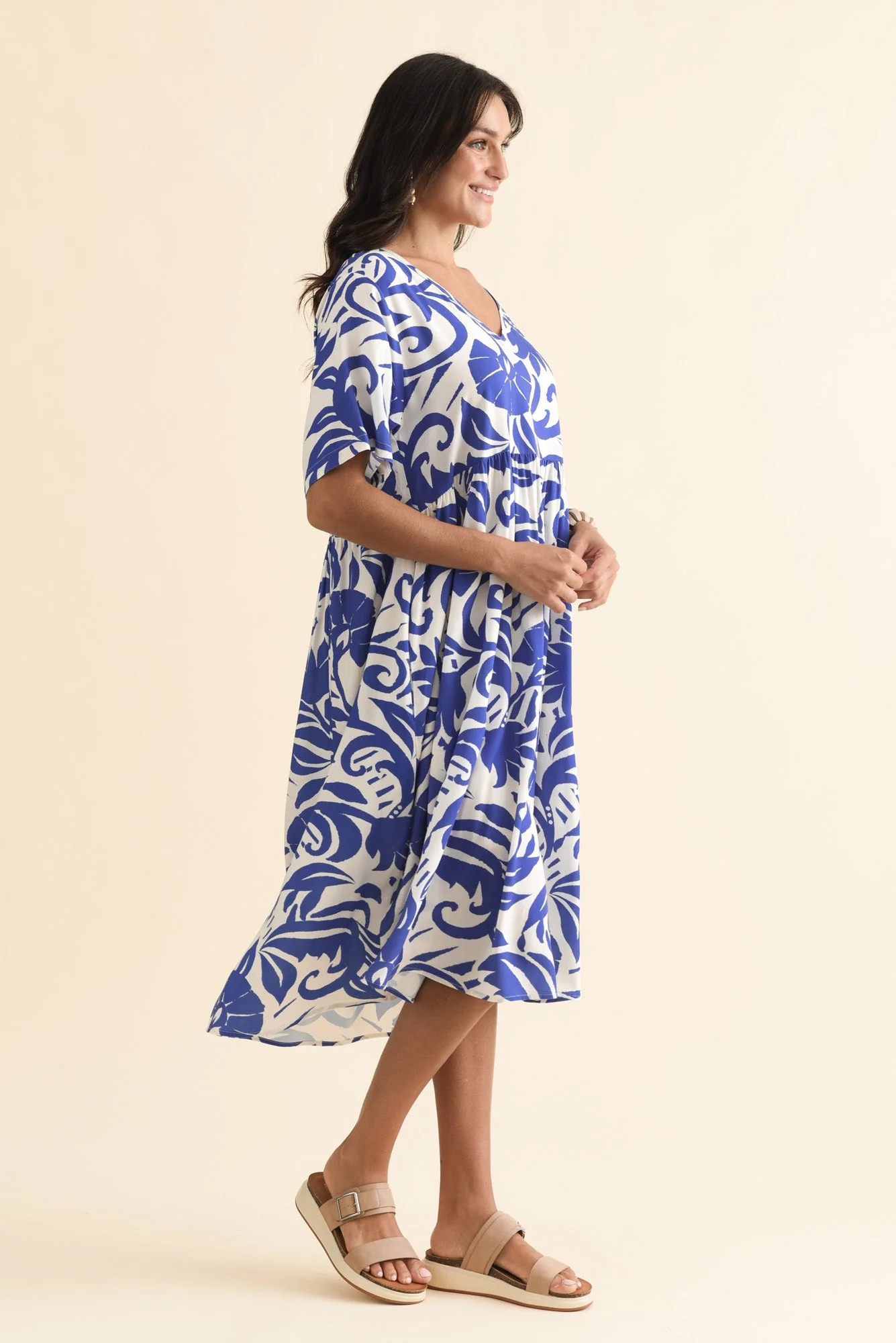 Sharlene Blue Botanical Midi Dress - Image 4