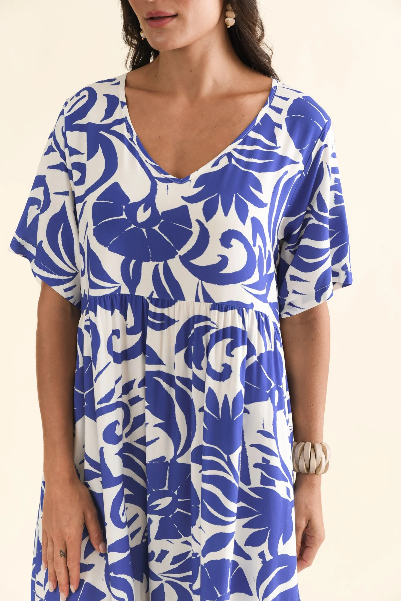 Sharlene Blue Botanical Midi Dress - Image 6
