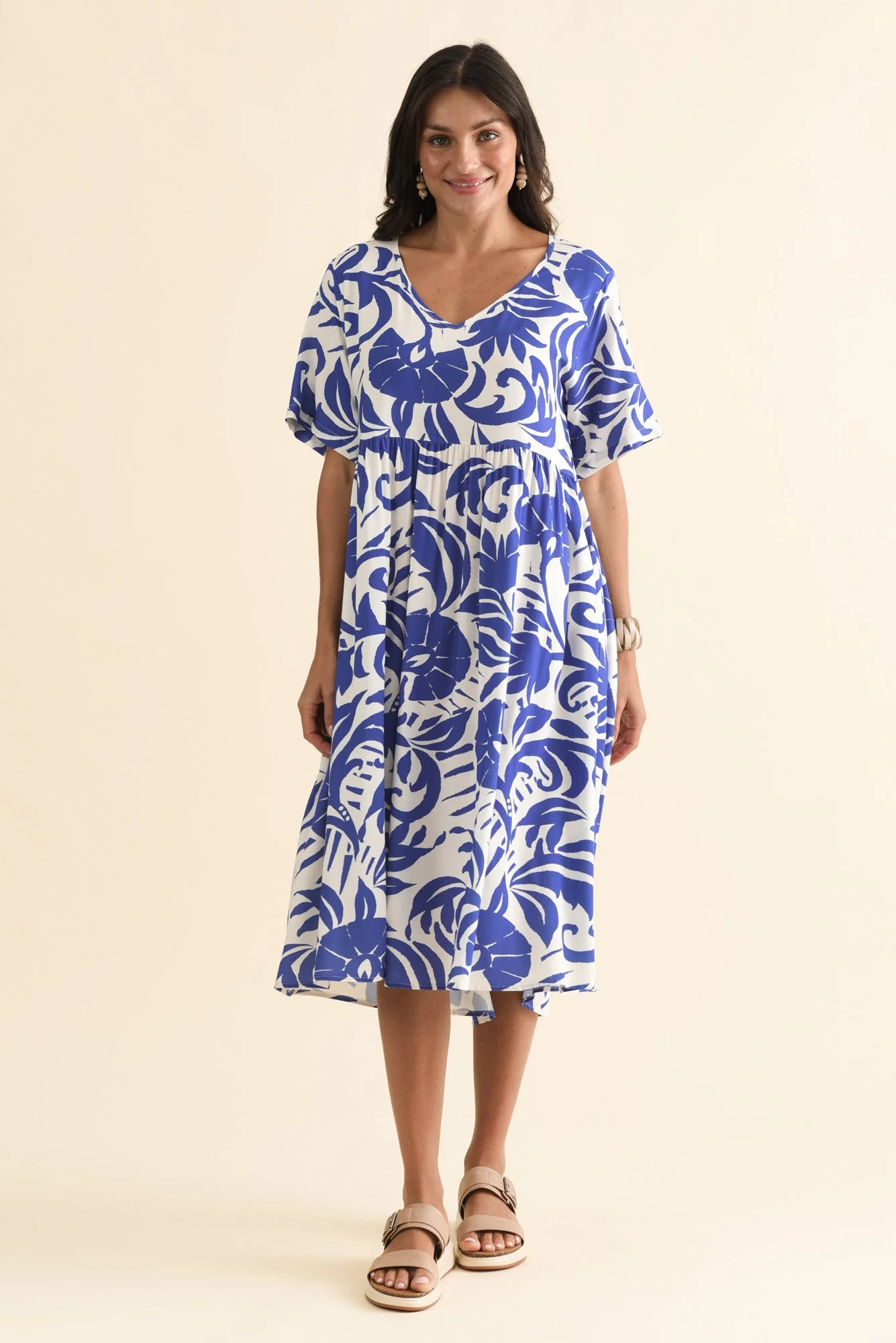Sharlene Blue Botanical Midi Dress - Image 7