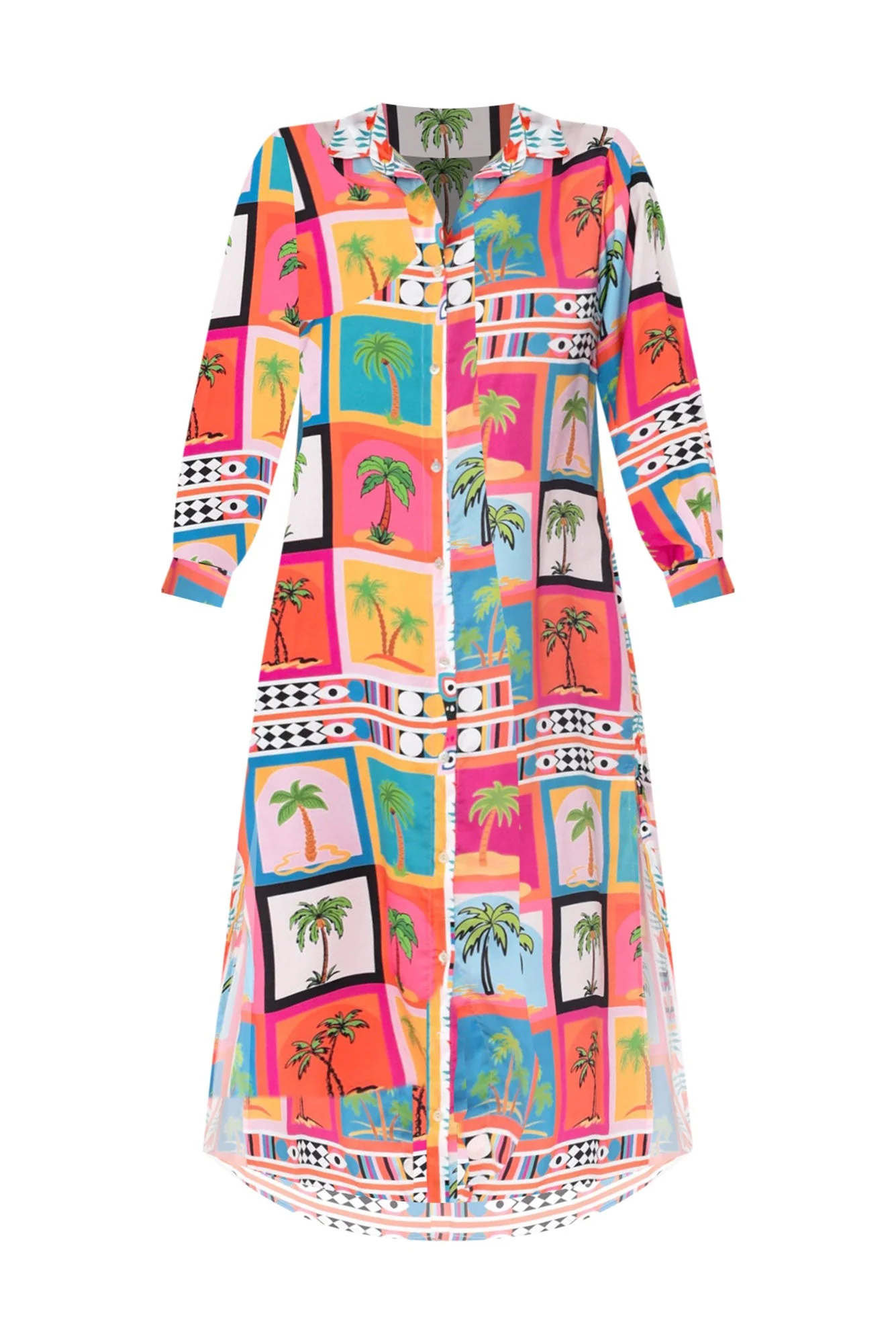 Shayli Pink Tropical Shirt Dress - Image 2