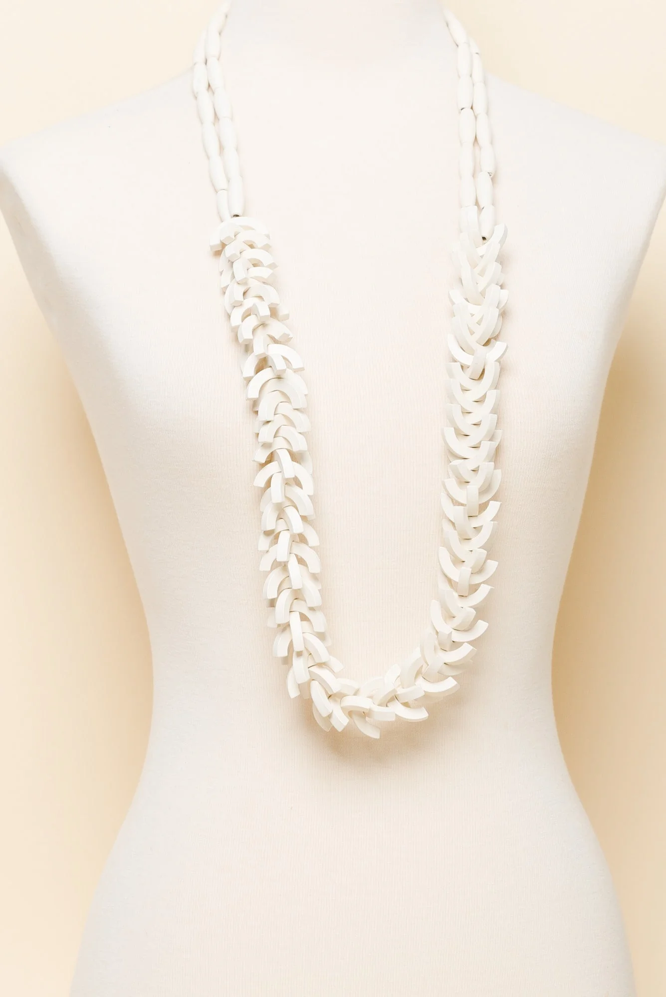 Sidonia Cream Wooden Bead Necklace - Image 2