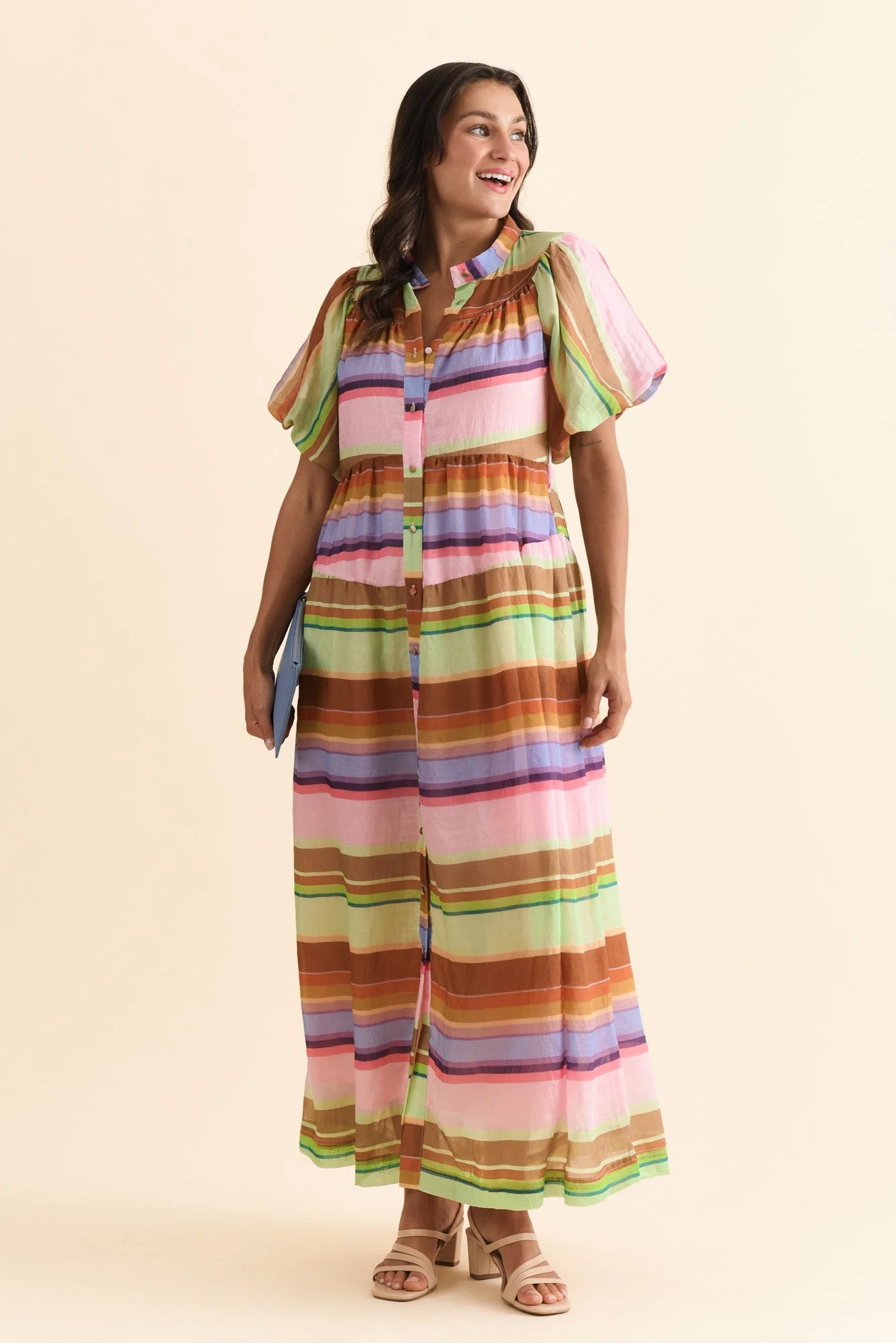 Siesta Pink Stripe Belted Dress - Image 2