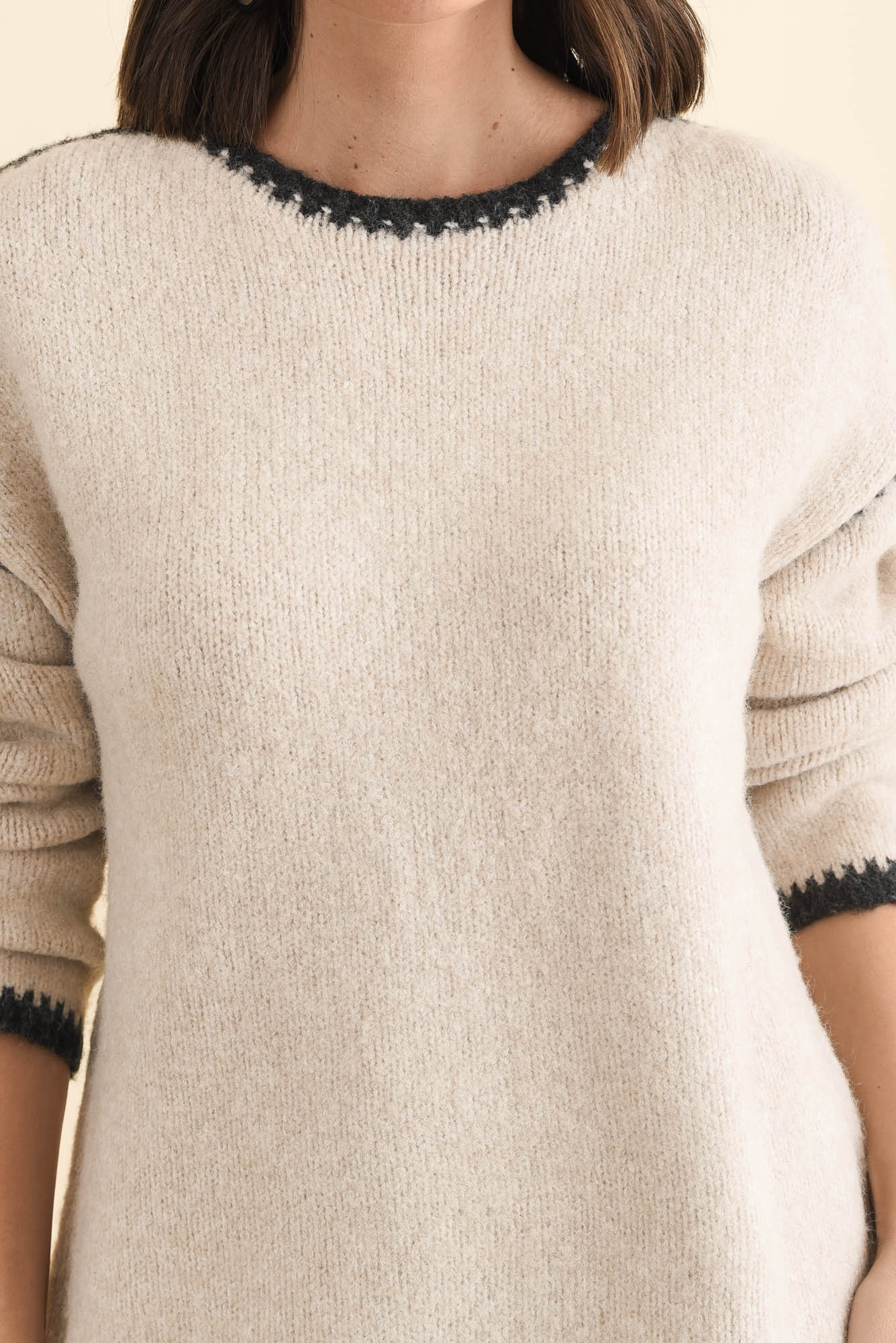 Simba Beige Contrast Knit Jumper - Image 5