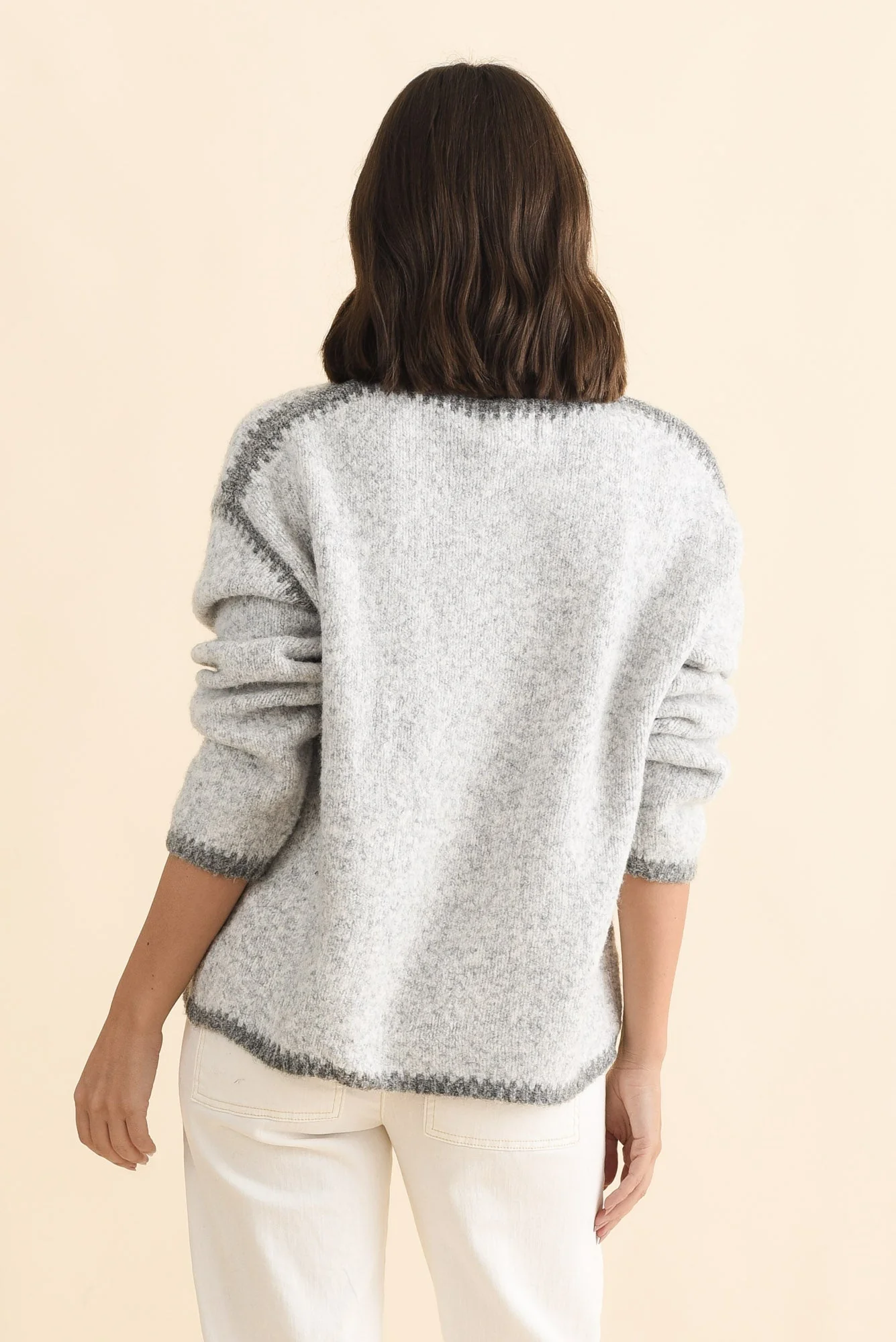 Simba Grey Contrast Knit Sweater - Image 4