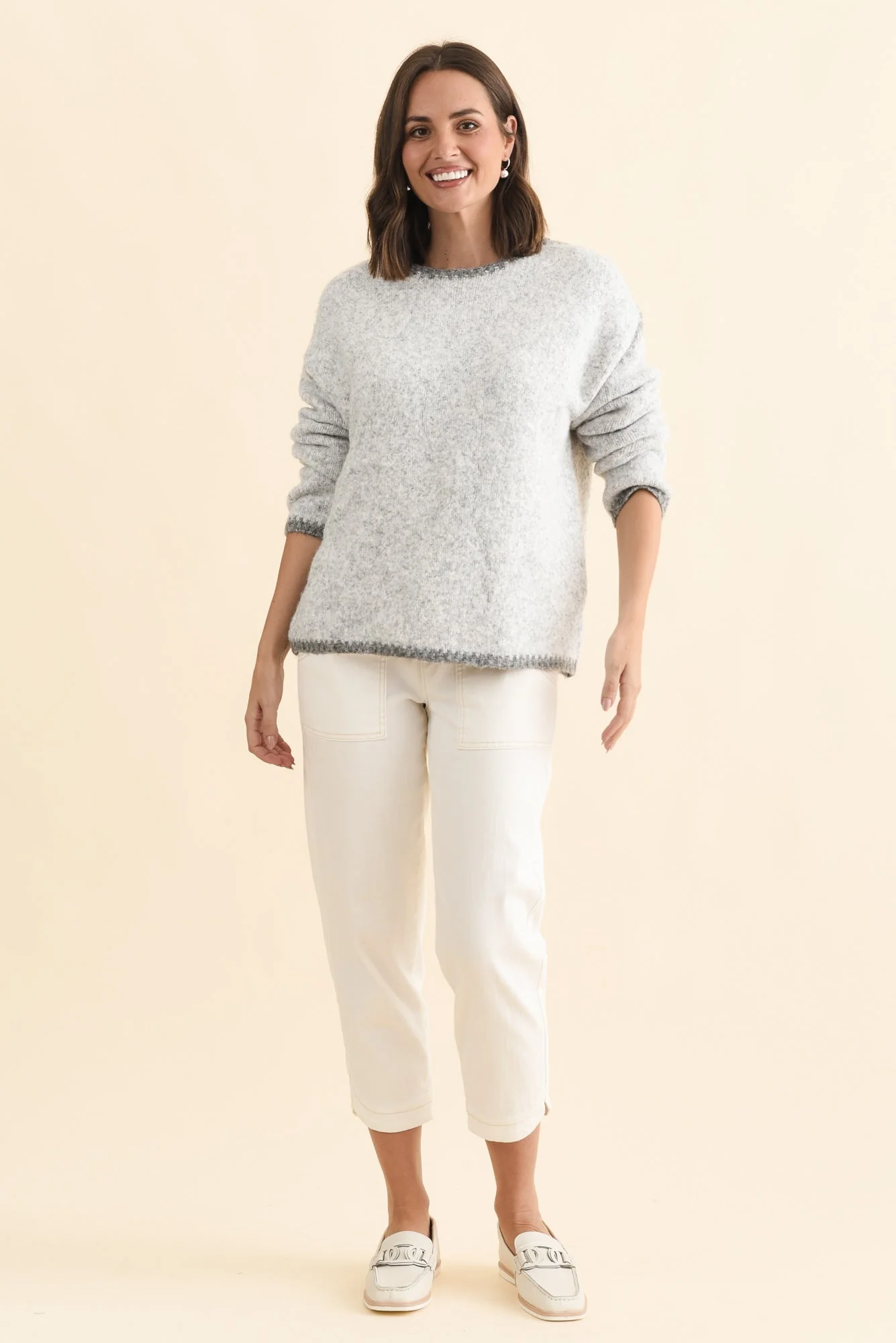 Simba Grey Contrast Knit Sweater - Image 6
